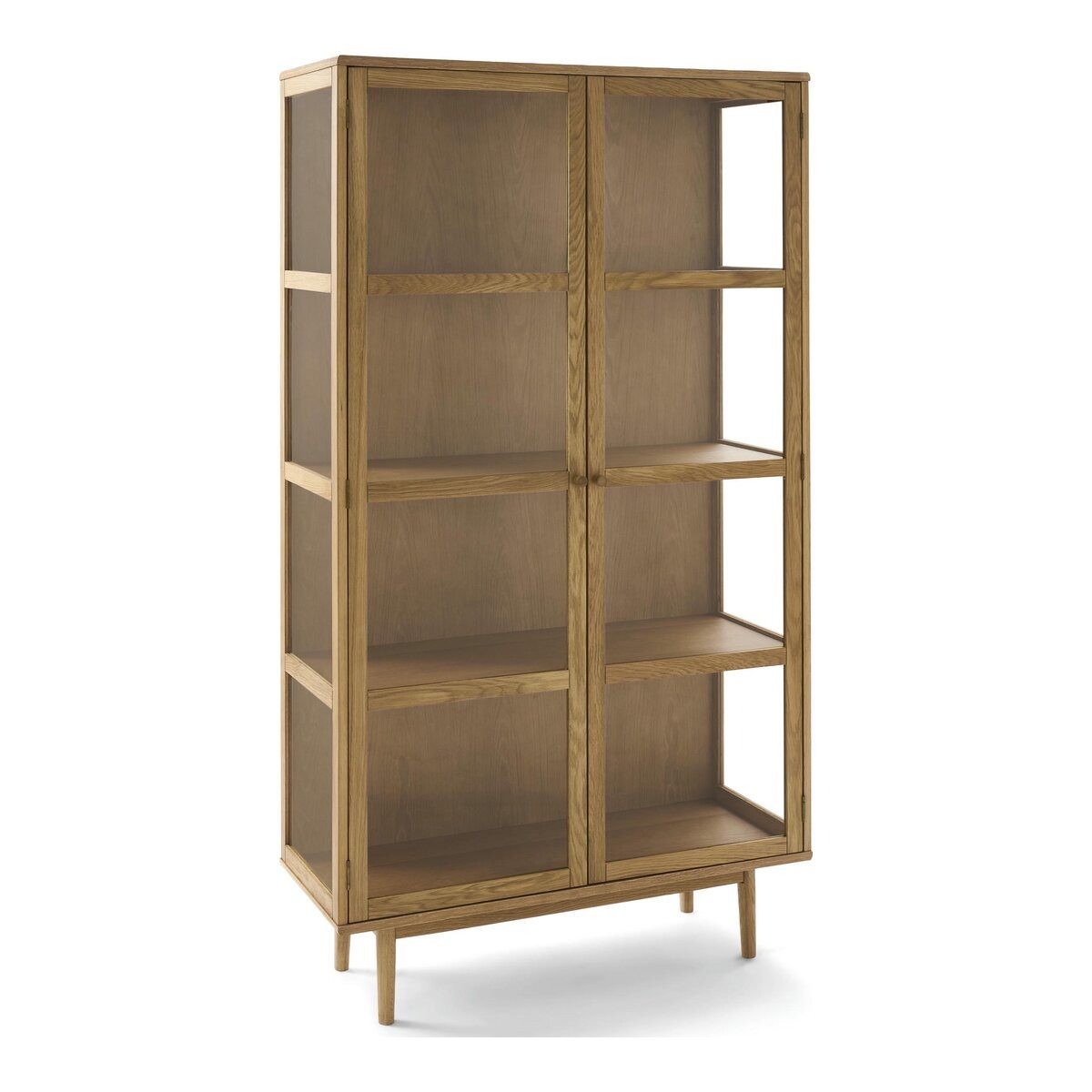 Feeling4Home Vitrine Gobens Eiche Natur 180 cm – Glasvitrine, Holzböden, FSC-zertifiziert Massivholz, Türen und Seiten aus gehärtetem Glas