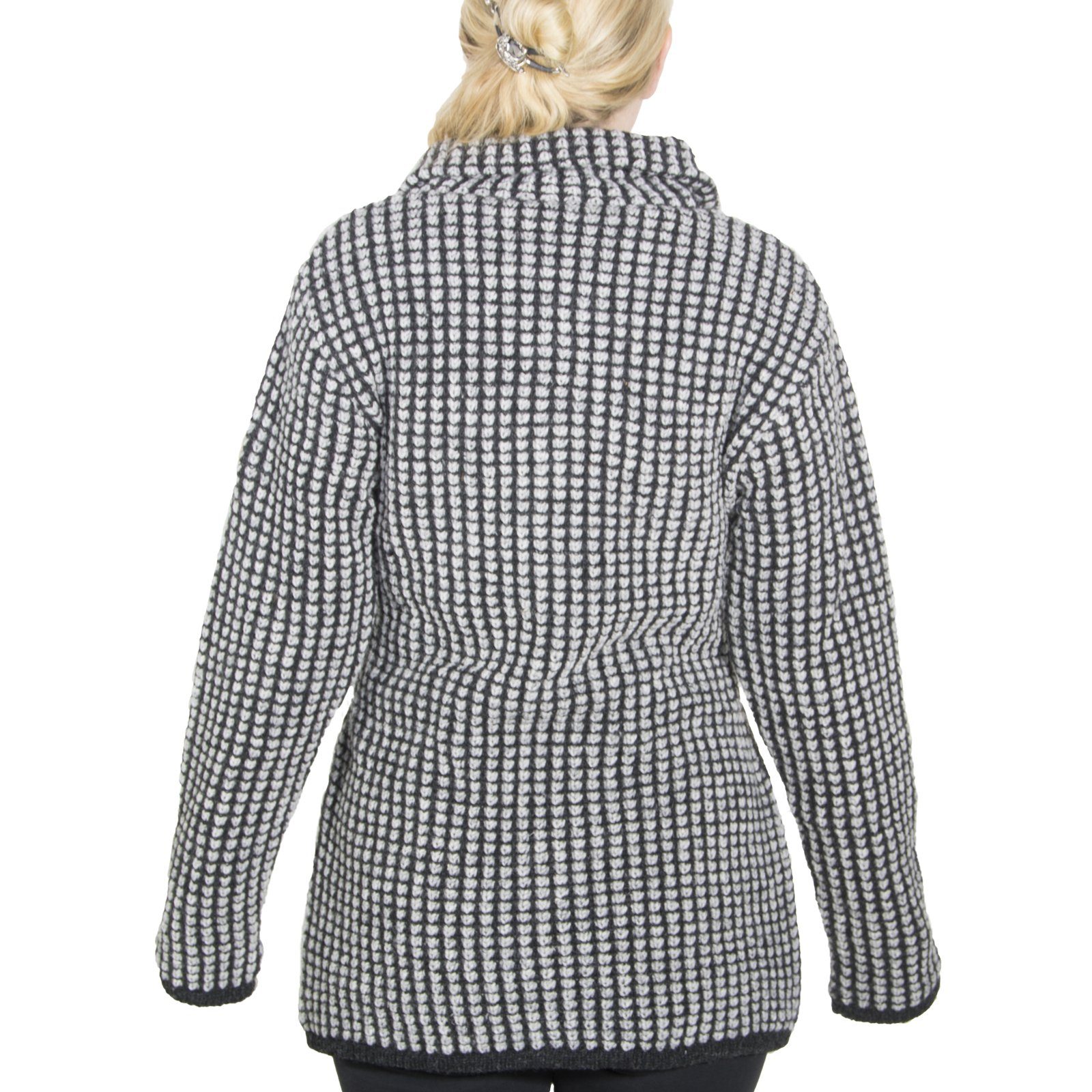 Grau Strickjacke Kapuzenstrickjacke MAGIE und Damen KUNST Magie Kurzmantel UND Boho Kunst