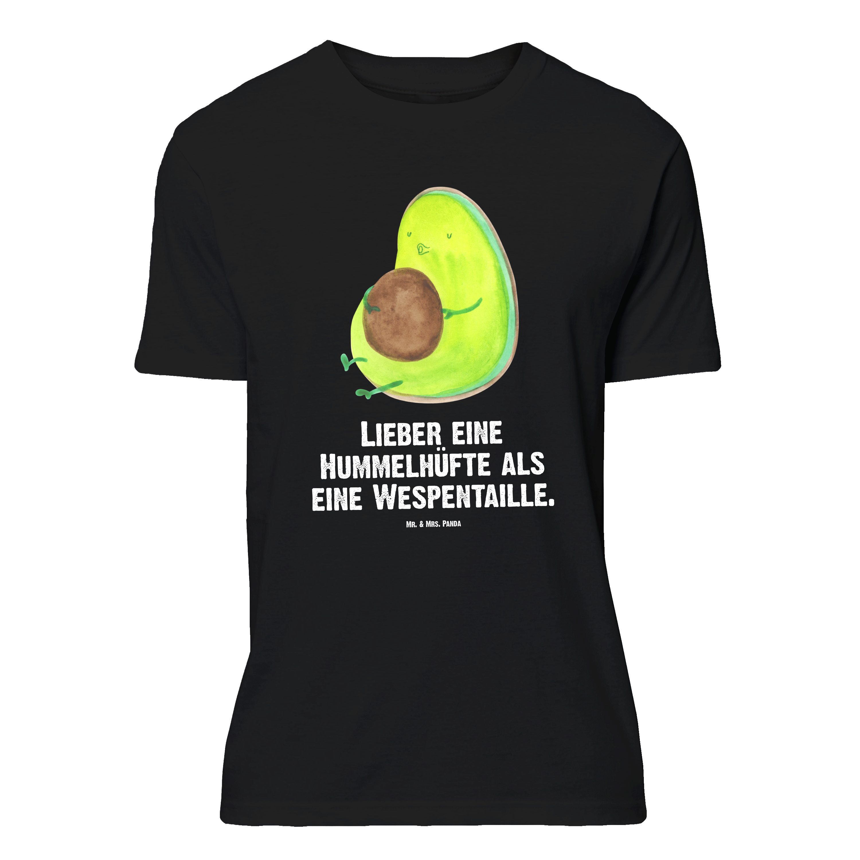 Mr. & Mrs. Panda T-Shirt Avocado Pfeifen, T-Shirt, Schwarz, Schwanger, Abnehmen, Diät, Shirt, (Packung) dick sein Shirt Große Größen Rund