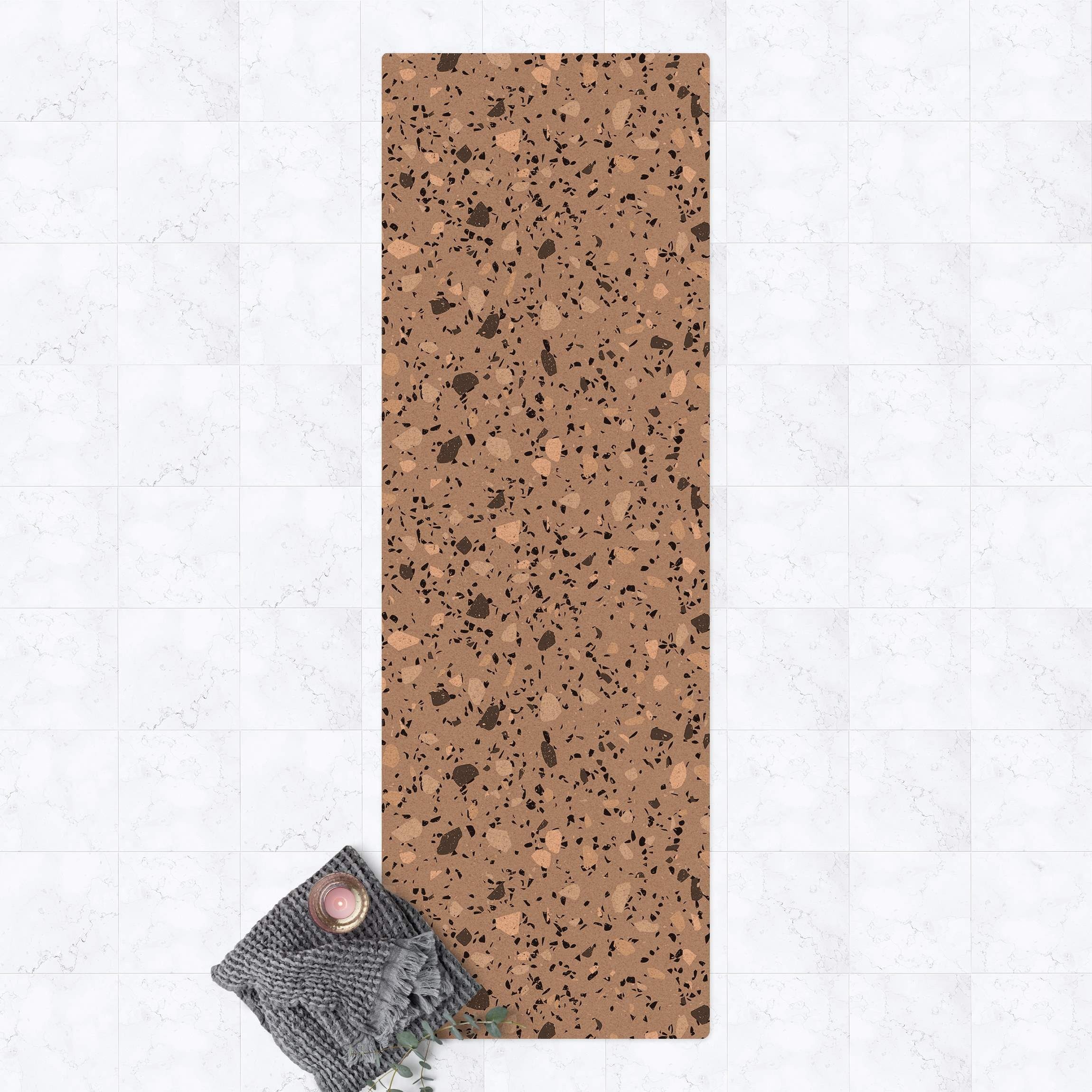 Bilderdepot24 Läufer Teppich Kork Flur Küche Muster Terrazzo lang modern funktional