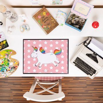 Mr. & Mrs. Panda Schreibtischunterlage Einhorn Happy - Rot Pastell - Geschenk, Einhörner, Schreibwaren, Unic, (1 tlg)