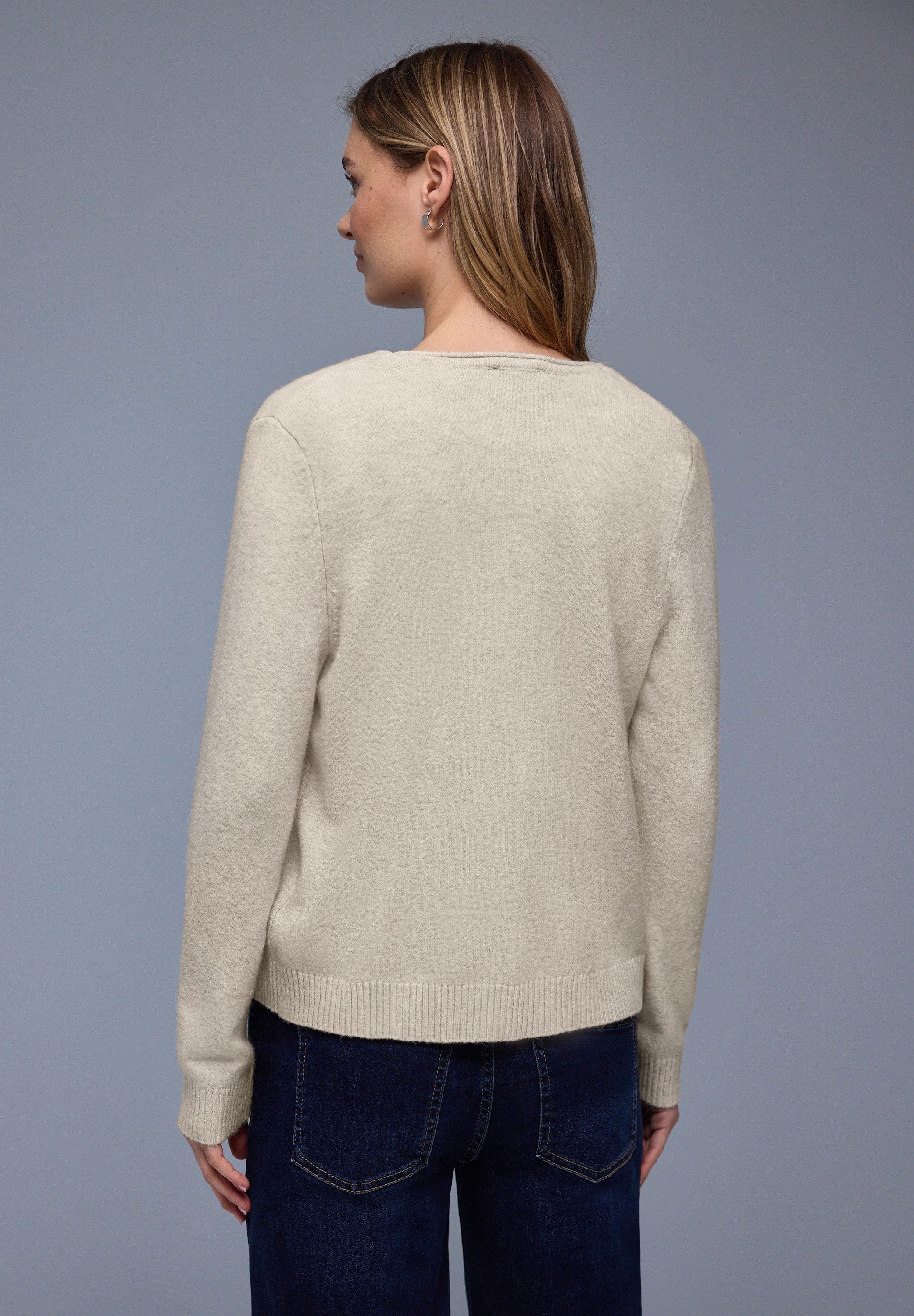 STREET ONE Cardigan mit V-Auschnitt und Rollkante
