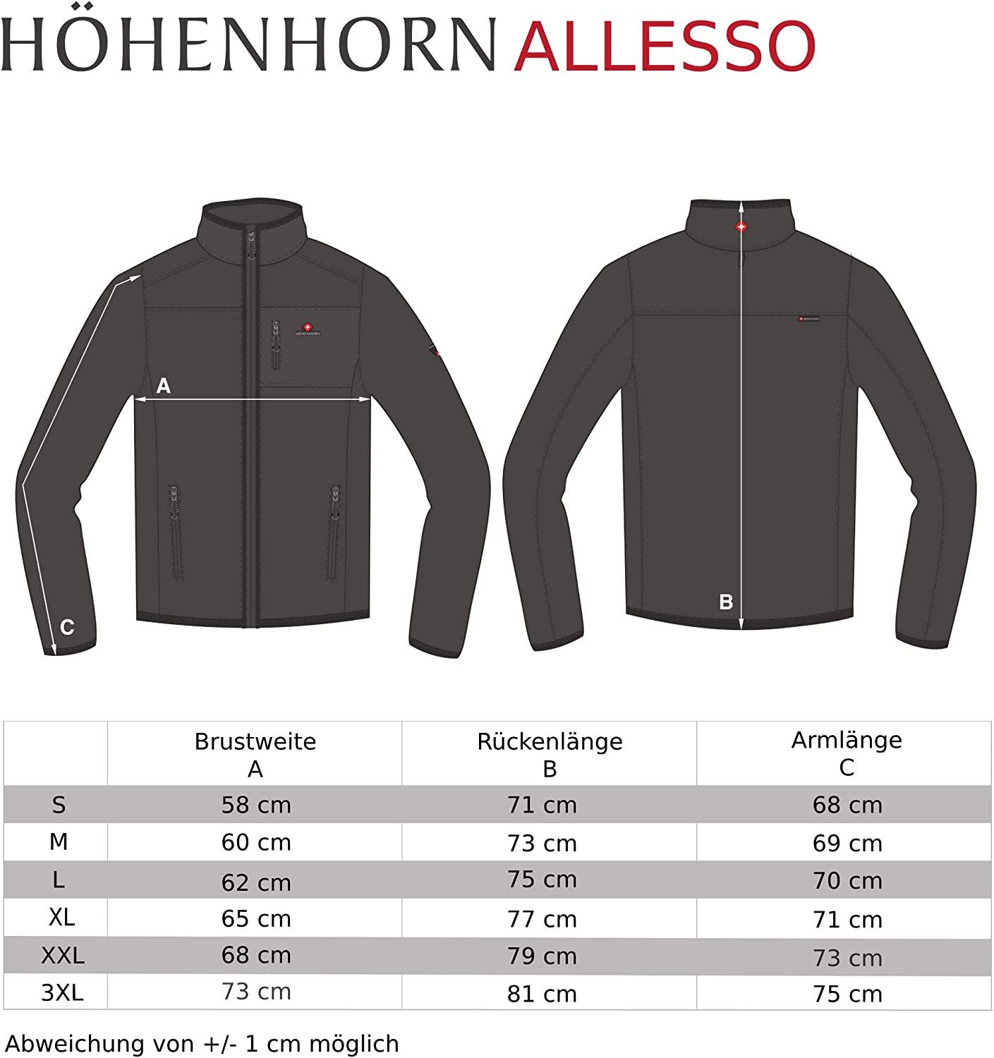 Höhenhorn Winterjacke Allesso Herren für Männer Windbreaker Gefüttert Schlupfjacke Seitlicher Reißverschluss, Winddicht, Wasserdicht, Atmungsaktiv