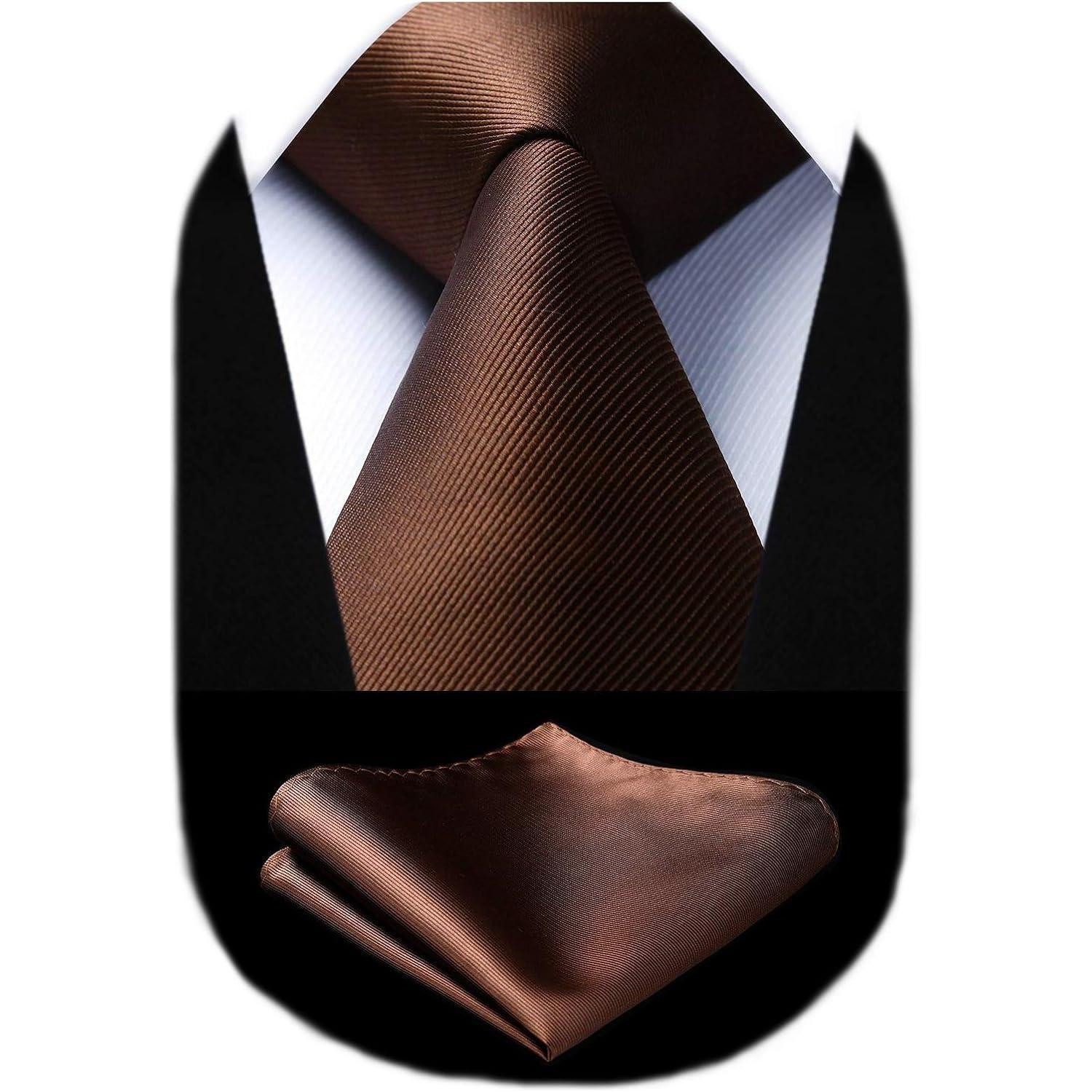 LuxusKollektion Krawatte Krawatte Herren Hochzeit Einstecktuch Set Braun J- Braun
