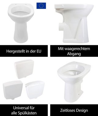 aquaSu Tiefspül-WC, Bodenstehend, Abgang Waagerecht, Erhöhtes Stand WC +6 cm, Weiß, Tiefspüler, Abgang waagerecht, 025836