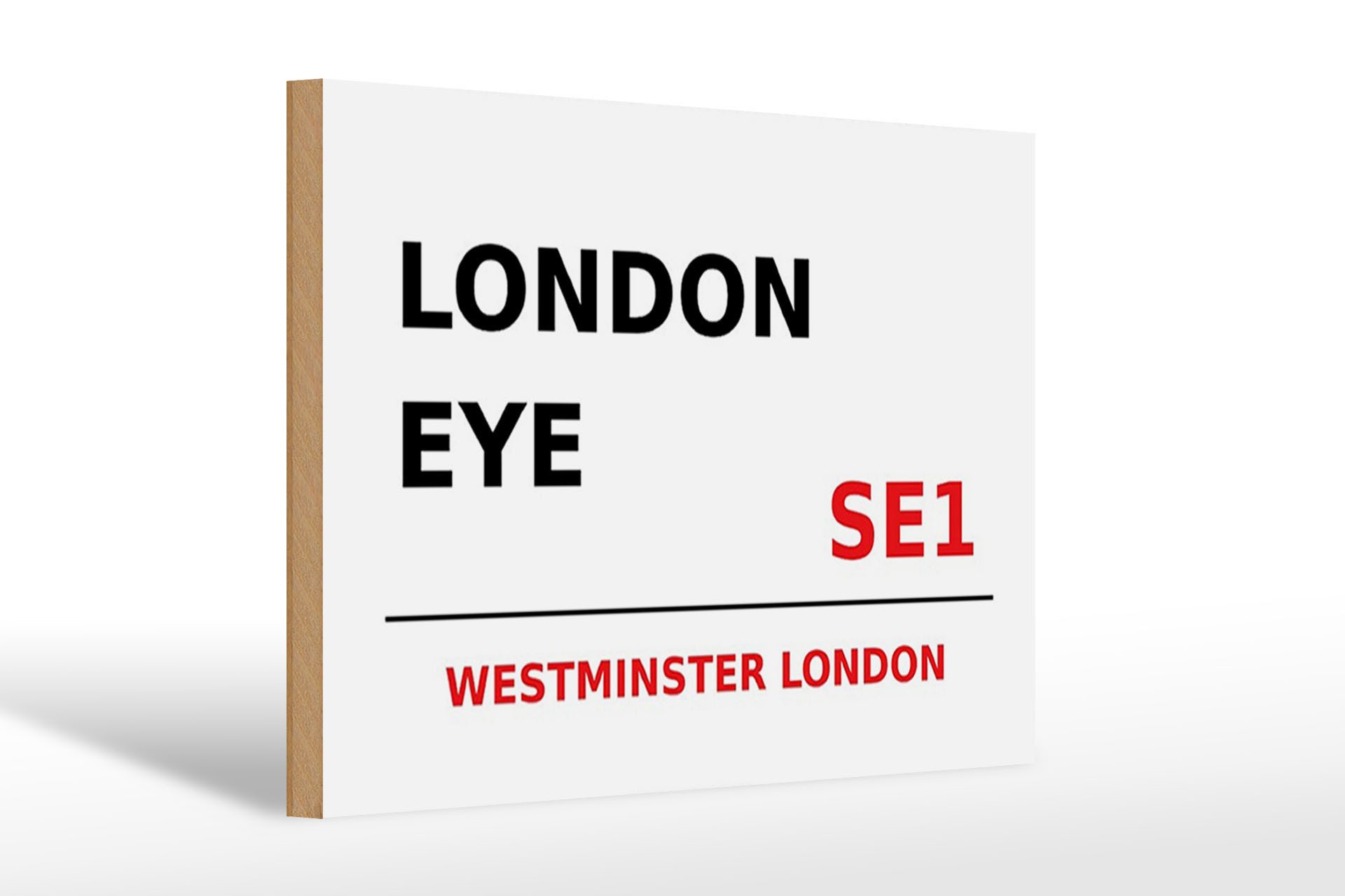 Femer GmbH Holzbild London 30x20cm Westminster London Eye SE1, (1 St), Glatte Holzfaserplatte (MDF), vorn beschichtet