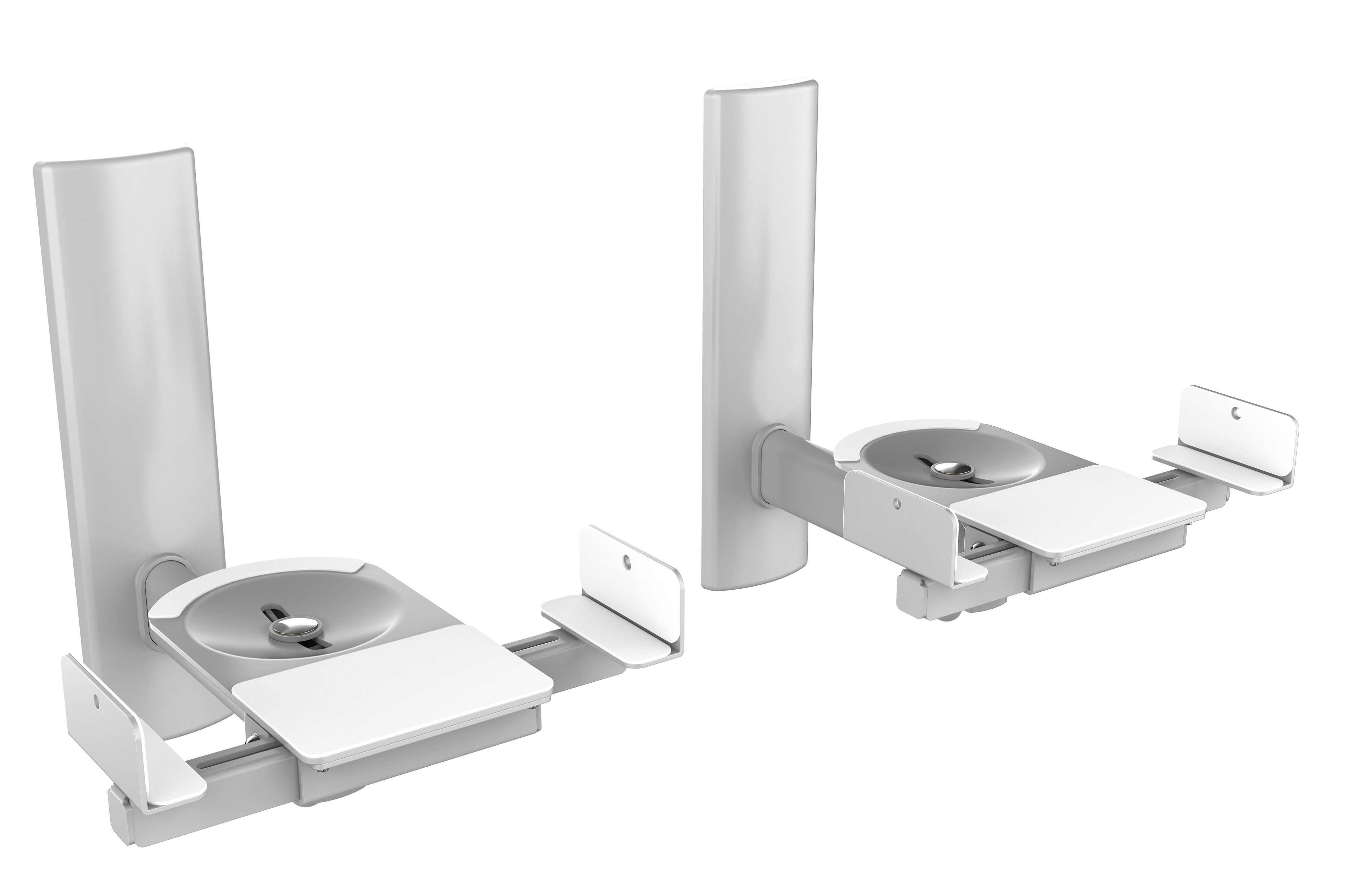 RICOO Lautsprecher-Wandhalterung Lautsprecher Wandhalterung schwenkbar unviersal Halterung LH023-S, (Set 2 Stk. Box Speaker Halter silber, 2-tlg., 2x universal Wandhalter für Lautsprecher Boxen schwenkbar neigbar, max. 25 Kg. Lautsprecher von 155mm bis 28