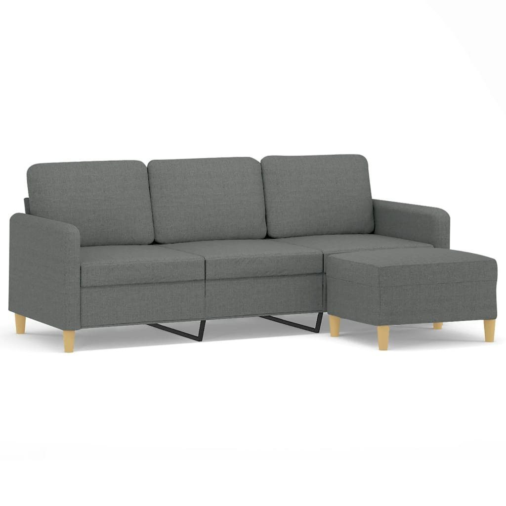 vidaXL Sofa 3-Sitzer-Sofa mit Hocker Dunkelgrau 180 cm Stoff günstig online kaufen