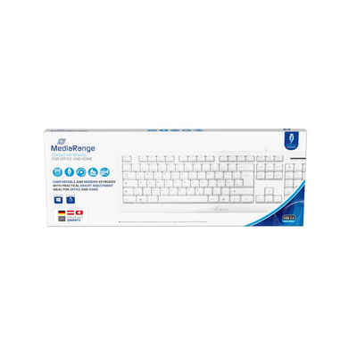 Mediarange Tastatur mit Kabel Keyboard QWERTZ kabelgebunden weiß MROS110 Tastatur