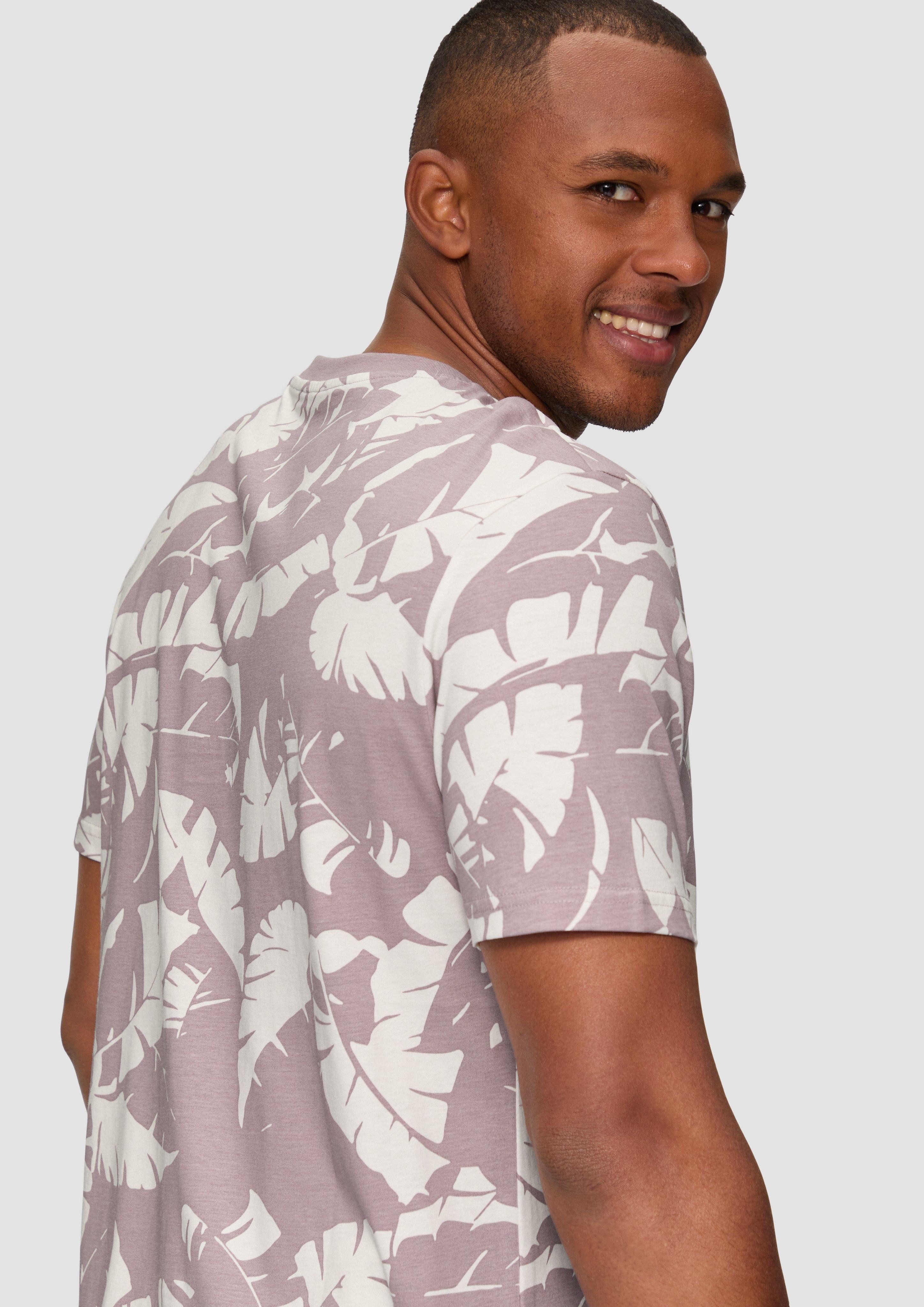QS Kurzarmshirt T-Shirt mit All-over-Print günstig online kaufen