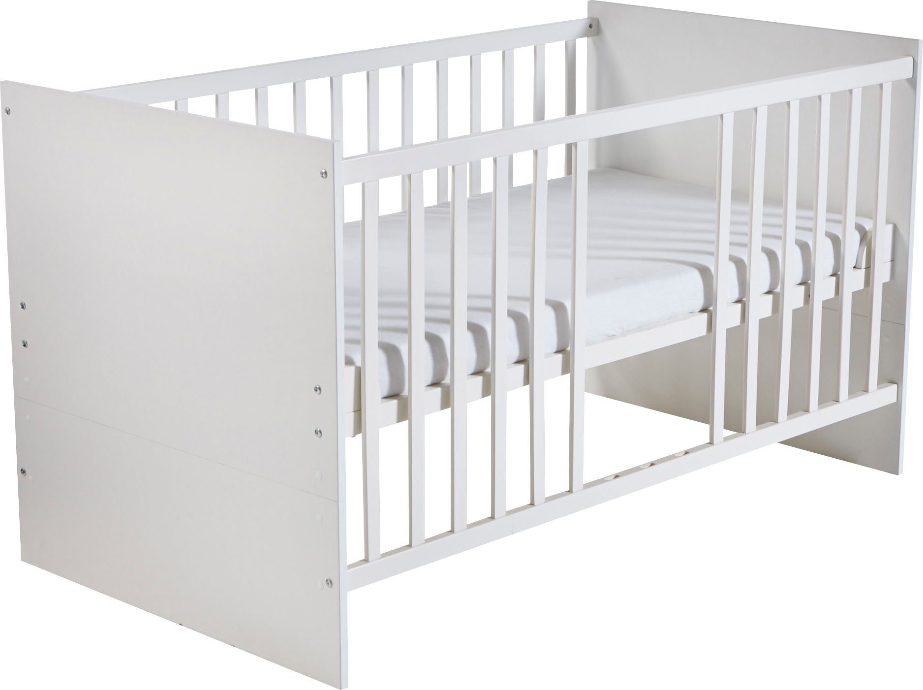 roba® Babymöbel-Set Maren, (Spar-Set, cm - Babybett Wickelkommode & umbaubar, 70x140 Wickelkommode), höhenverstellbar schmale Gitterbett