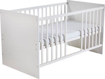 roba® Babymöbel-Set Maren, (Spar-Set, Babybett 70x140 cm & Wickelkommode), schmale Wickelkommode - Gitterbett: umbaubar, höhenverstellbar