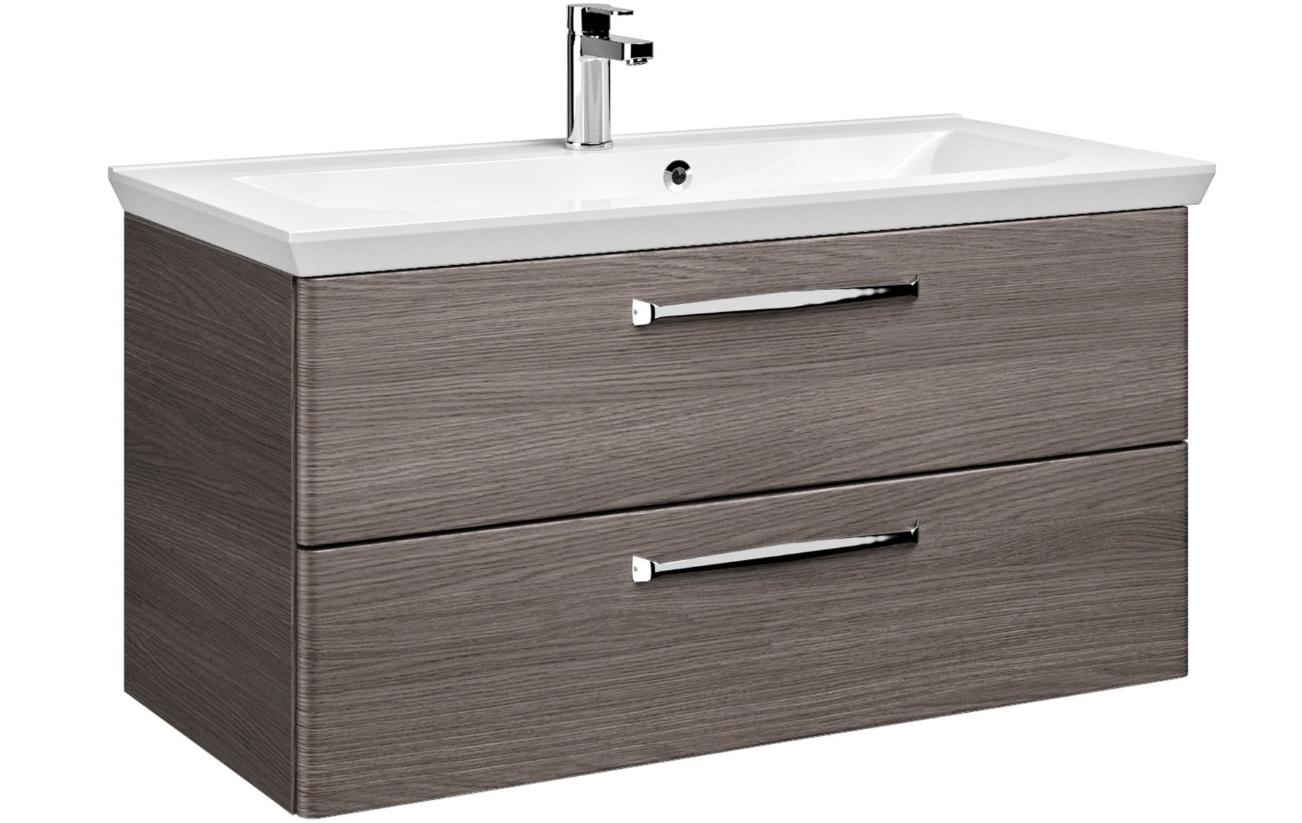 Saphir Badmöbel-Set Trentino 2-tlg Mineralmarmor-Waschtisch, Spiegelschrank mit LED-Profil, (3-St), Badmöbel-Set 110cm breit, inkl. Türdämpfer, 3 Türen, 2 Auszü – Bild 5 von 5