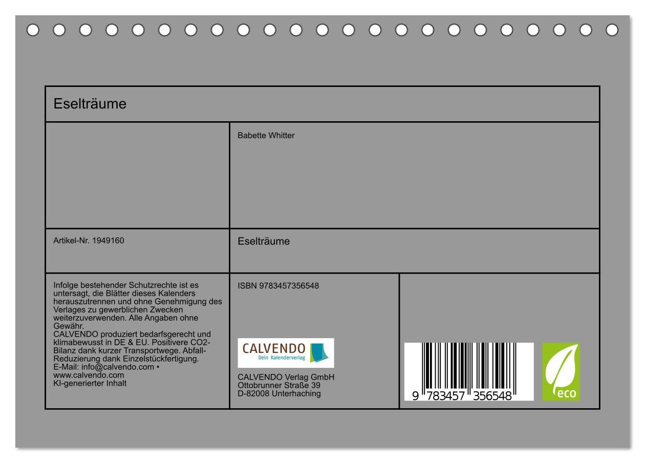 Thumbnail - CALVENDO Wandkalender Eselträume (Tischkalender 2026 DIN A5 quer), CALVENDO Monatskalender