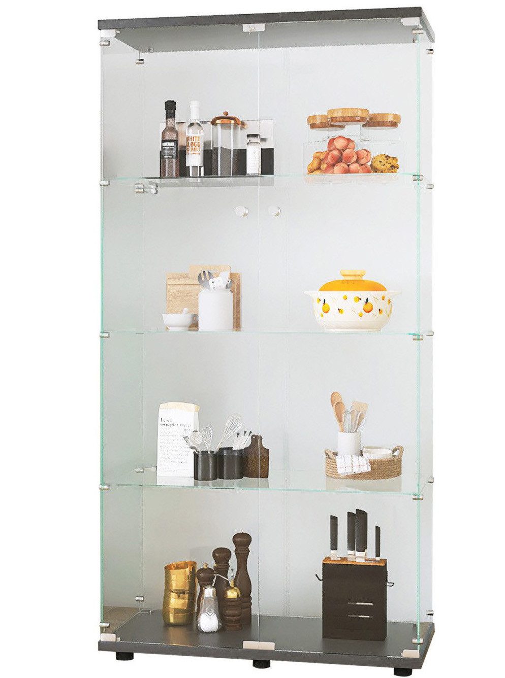 FUROKOY Glasvitrine Standvitrine, Modern Glas Vitrinenschrank günstig online kaufen