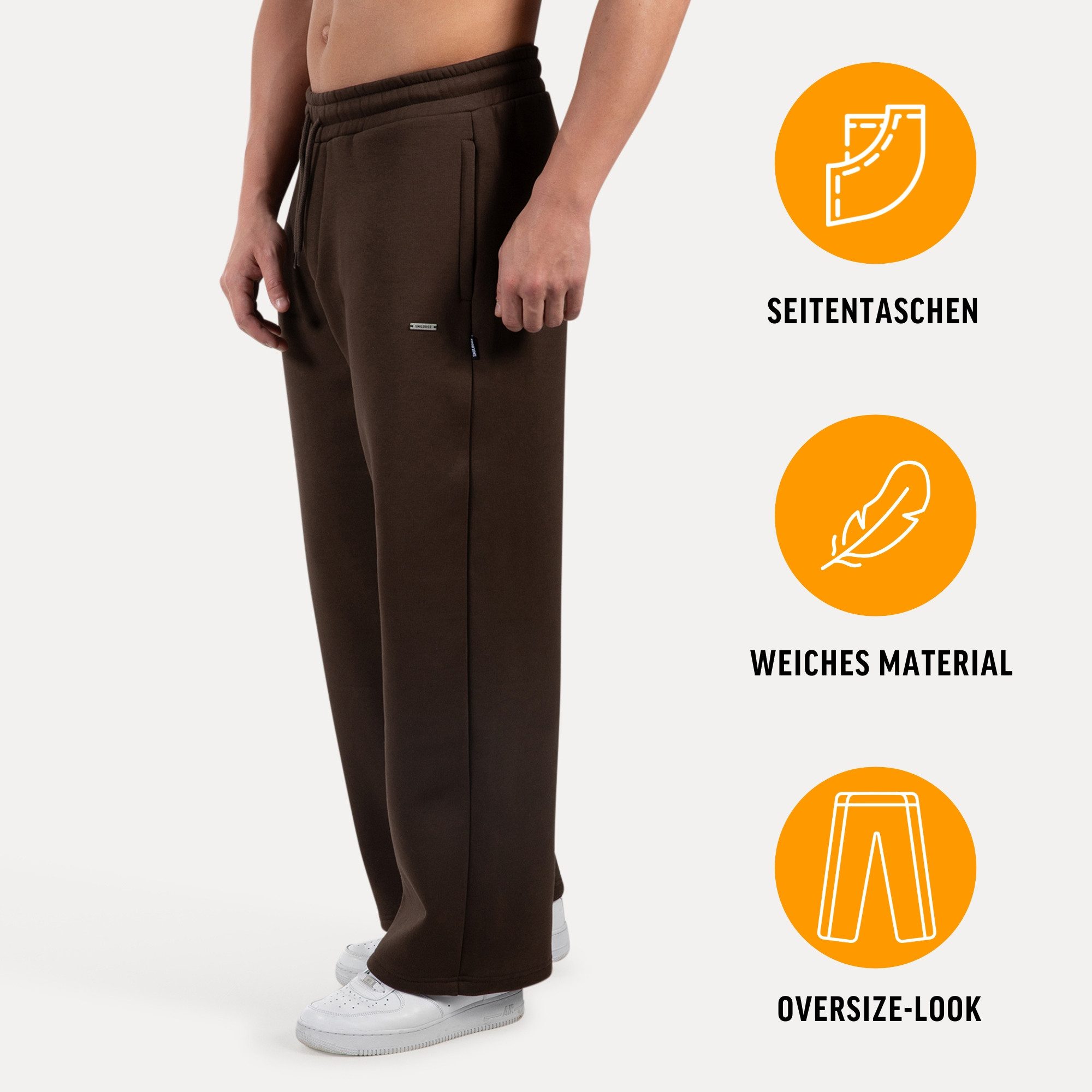 Smilodox Jogginghose Brayan Oversize, Bequeme Sweathose mit Kordelzug & Taschen, lässig lockere Passform Breites Bein Freizeithose Sport Streetstyle Alltag
