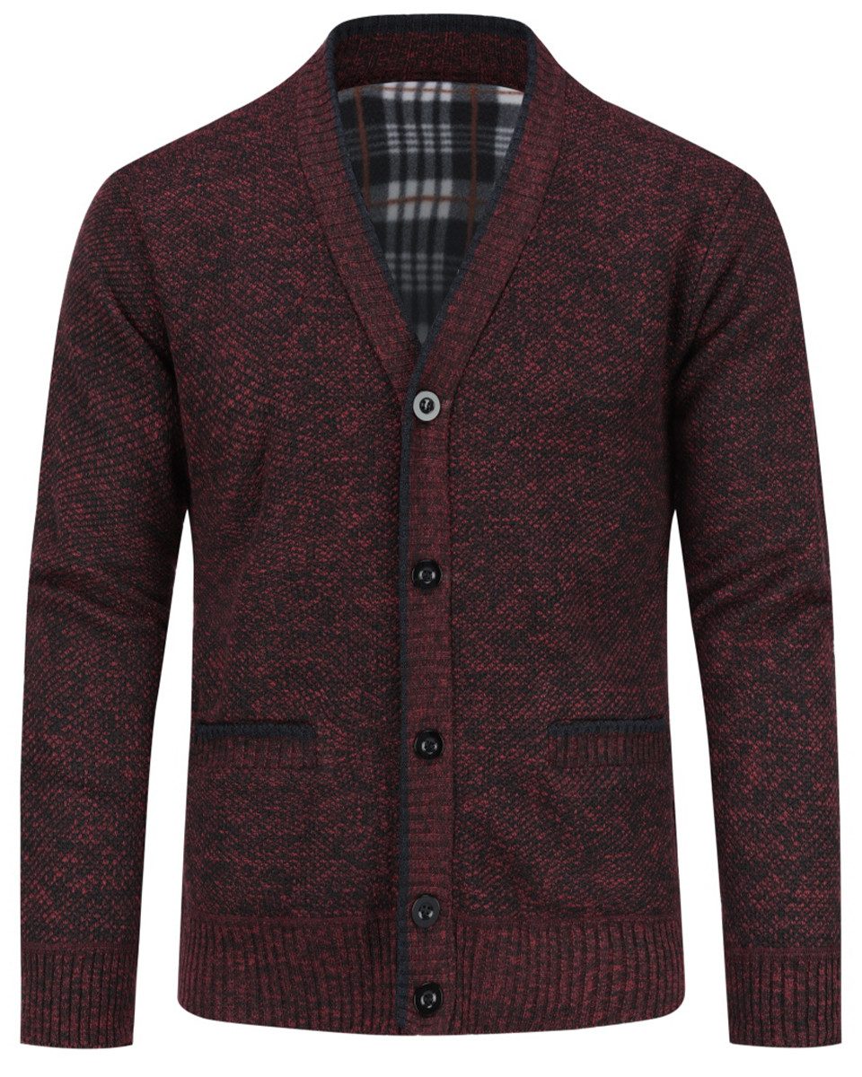 Allthemen Cardigan Herren Strickjacke mit V Ausschnitt Grobstrick Cardigan mit Knöpfen