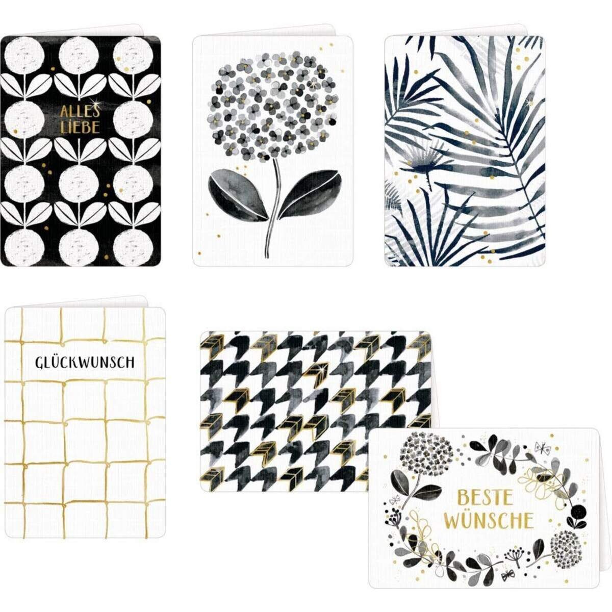 Coppenrath Grußkarten Coppenrath Verlag Grußkarten mit Kuvert, All about black & white (6x6
