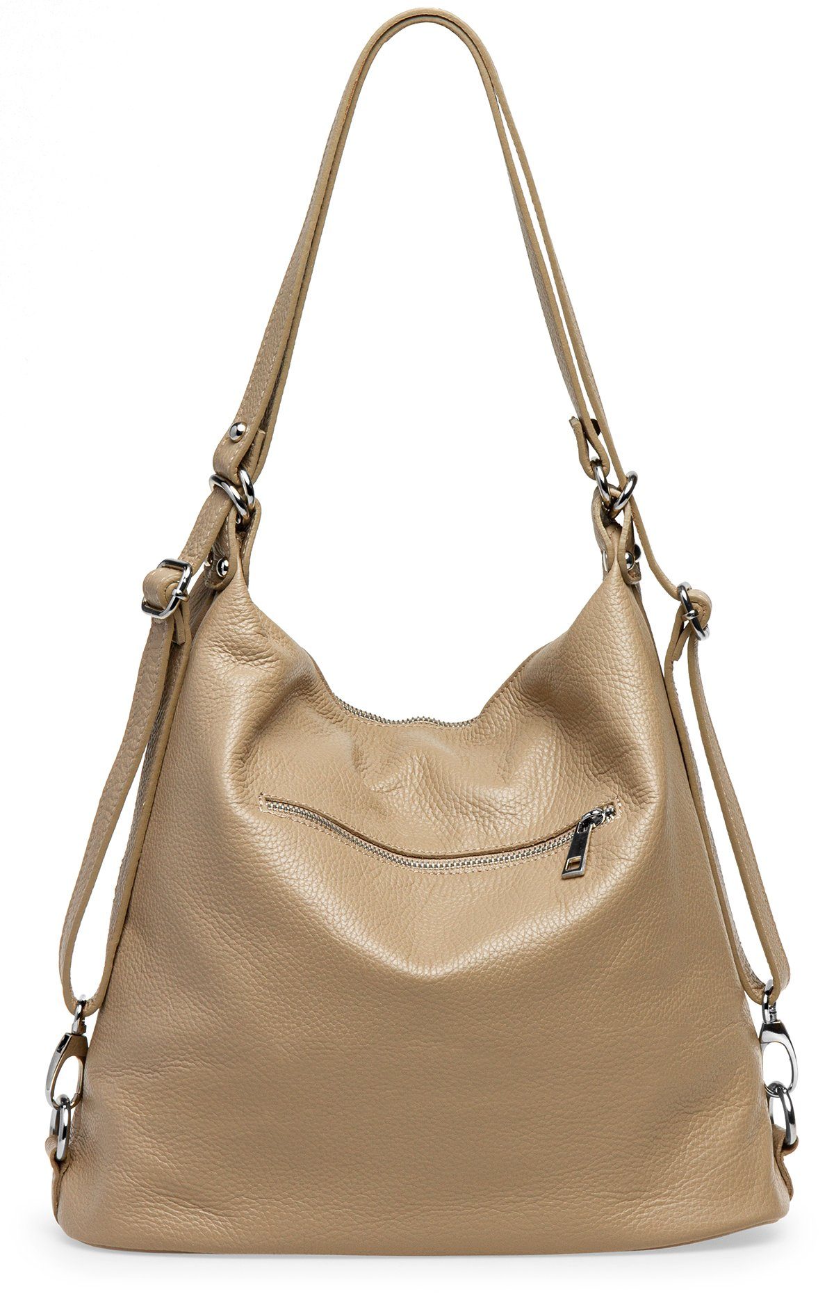 Caspar Schultertasche 2 in 1 Rucksack Damen Leder Tasche - PREMIUM LINE - M günstig online kaufen