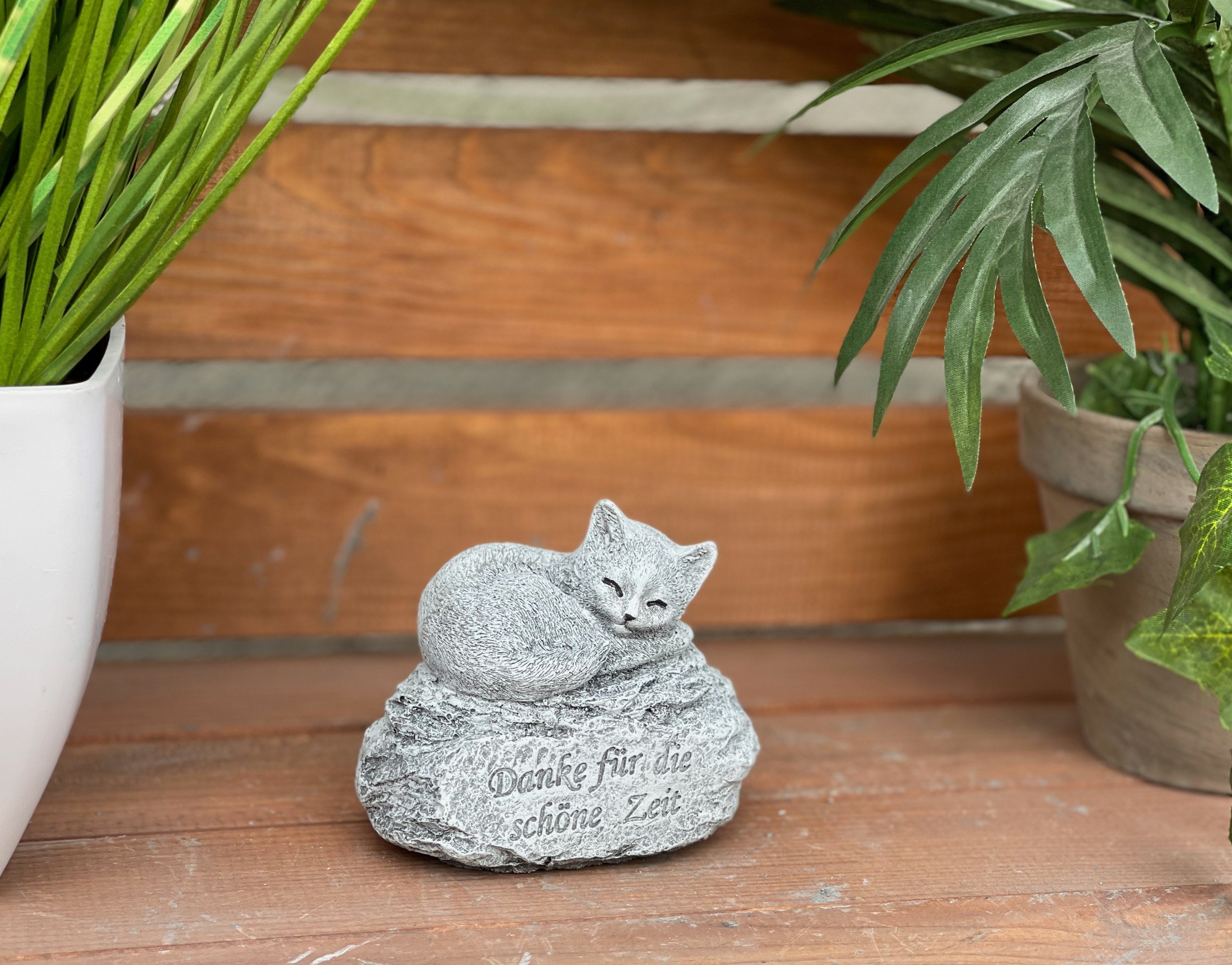 Stone and Style Gartenfigur Frostfeste Steinfigur Grabschmuck Katze "Danke für die schöne Zeit" – Bild 5 von 5