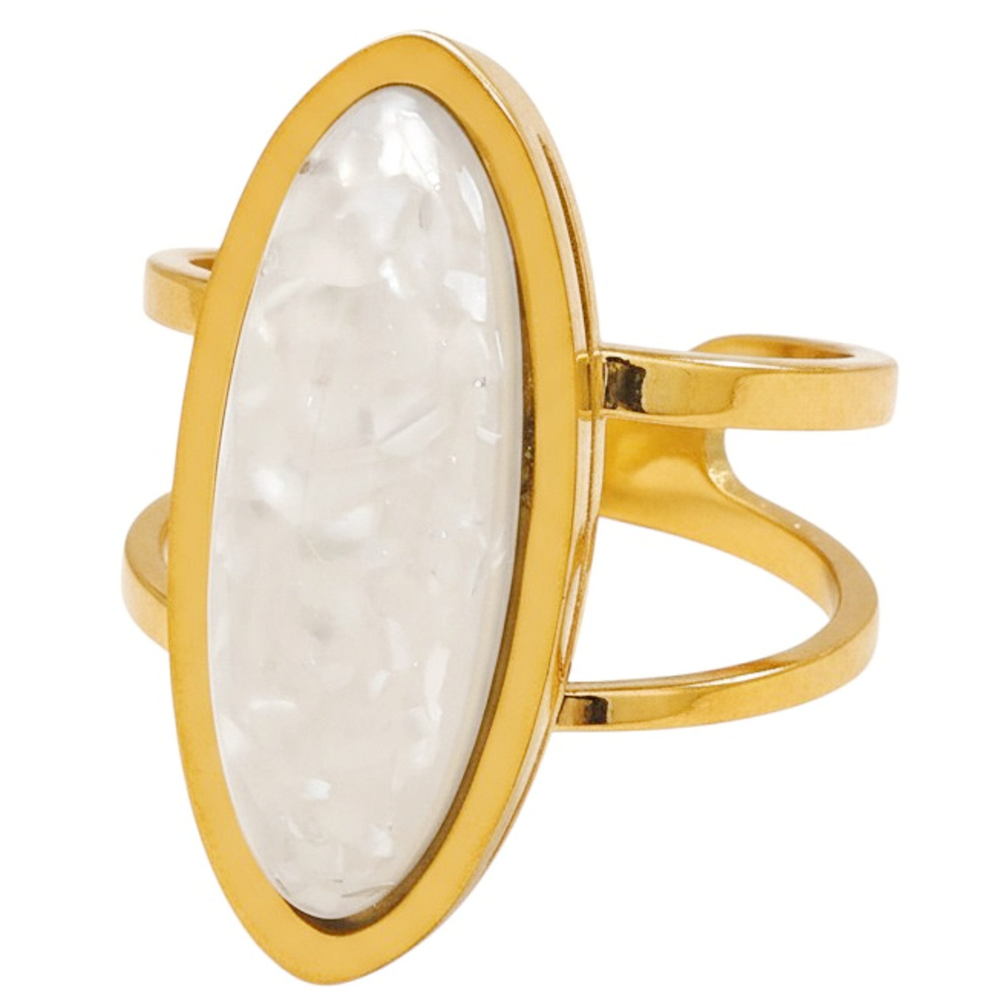 KARMA Fingerring Damenring Gold Stein Braun od. Weiß Ring Edelstahl vergoldet (wasserfest hypoallergen, Damen Geschenk Frauen), verstellbar modern Damenschmuck