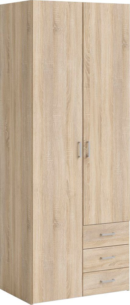 Home affaire Kleiderschrank graue Stangengriffe, einfache Selbstmontage, 200,4 x 77,6 x 49,5 cm Eiche | Eiche