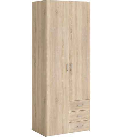 Home affaire Kleiderschrank graue Stangengriffe, einfache Selbstmontage, 200,4 x 77,6 x 49,5 cm