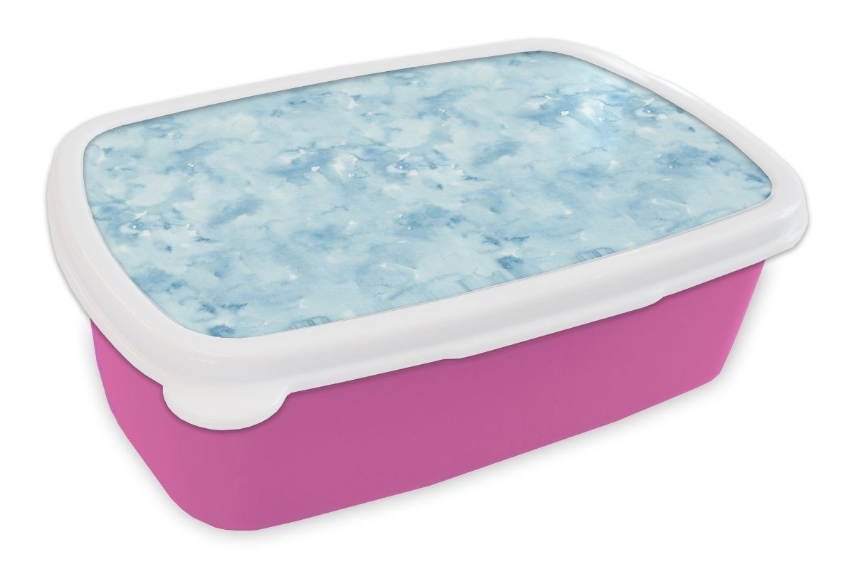 Aquarell Brotdose Brotbox MuchoWow Mädchen, Erwachsene, Muster, rosa Lunchbox Snackbox, Kinder, - (2-tlg), Blau Kunststoff Kunststoff, für -