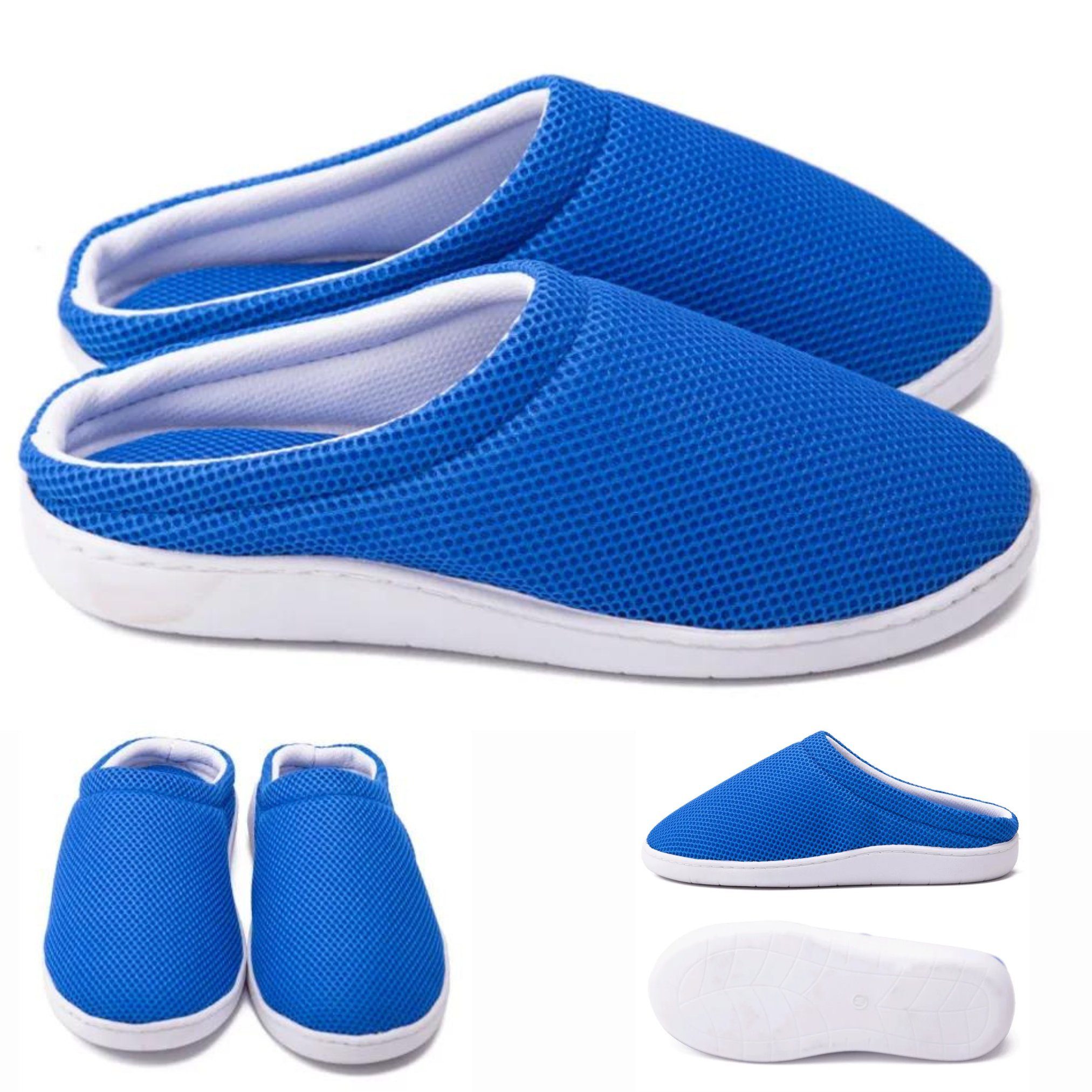 Best Direct® Stepluxe® Slippers atmungsaktiv Summer (2-tlg) Bambusfasern, Gel Schuh mit blau, Slipper Mesh, 35-46