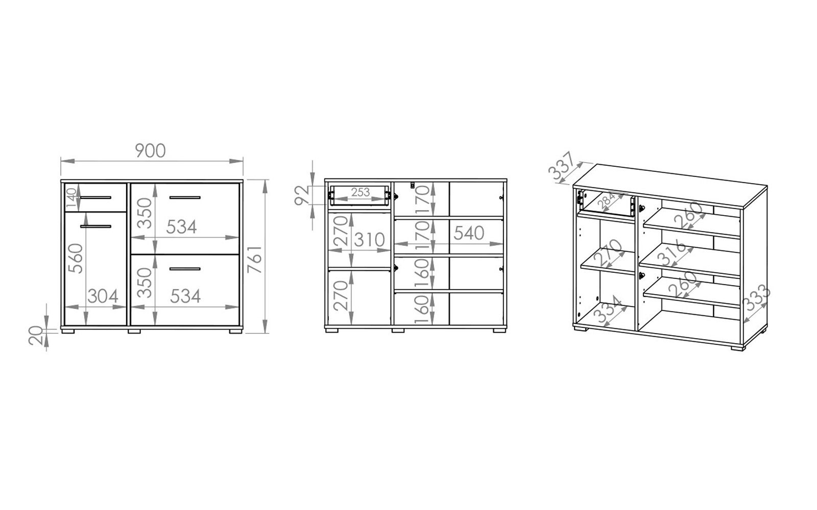 Feldmann-Wohnen Schuhschrank Caro (2 Klapptüren, 1 Drehtür, 1 Schublade, 4 Einlegeböden, 1-St., 1-teilig) 90cm sonoma Eiche hell