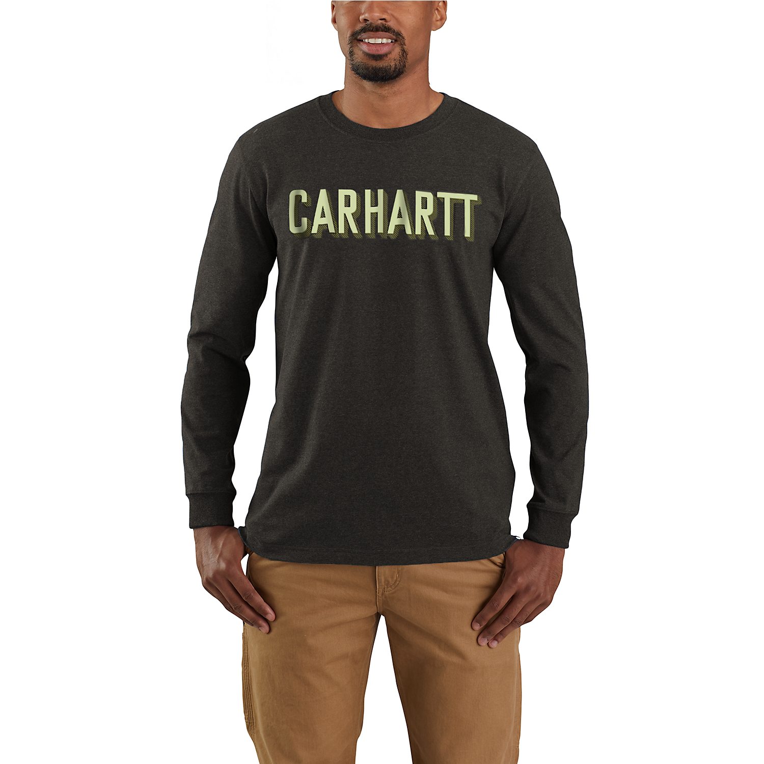 Carhartt Longsleeve Block Logo Graphic Schwerer Jersey peat | Shirts