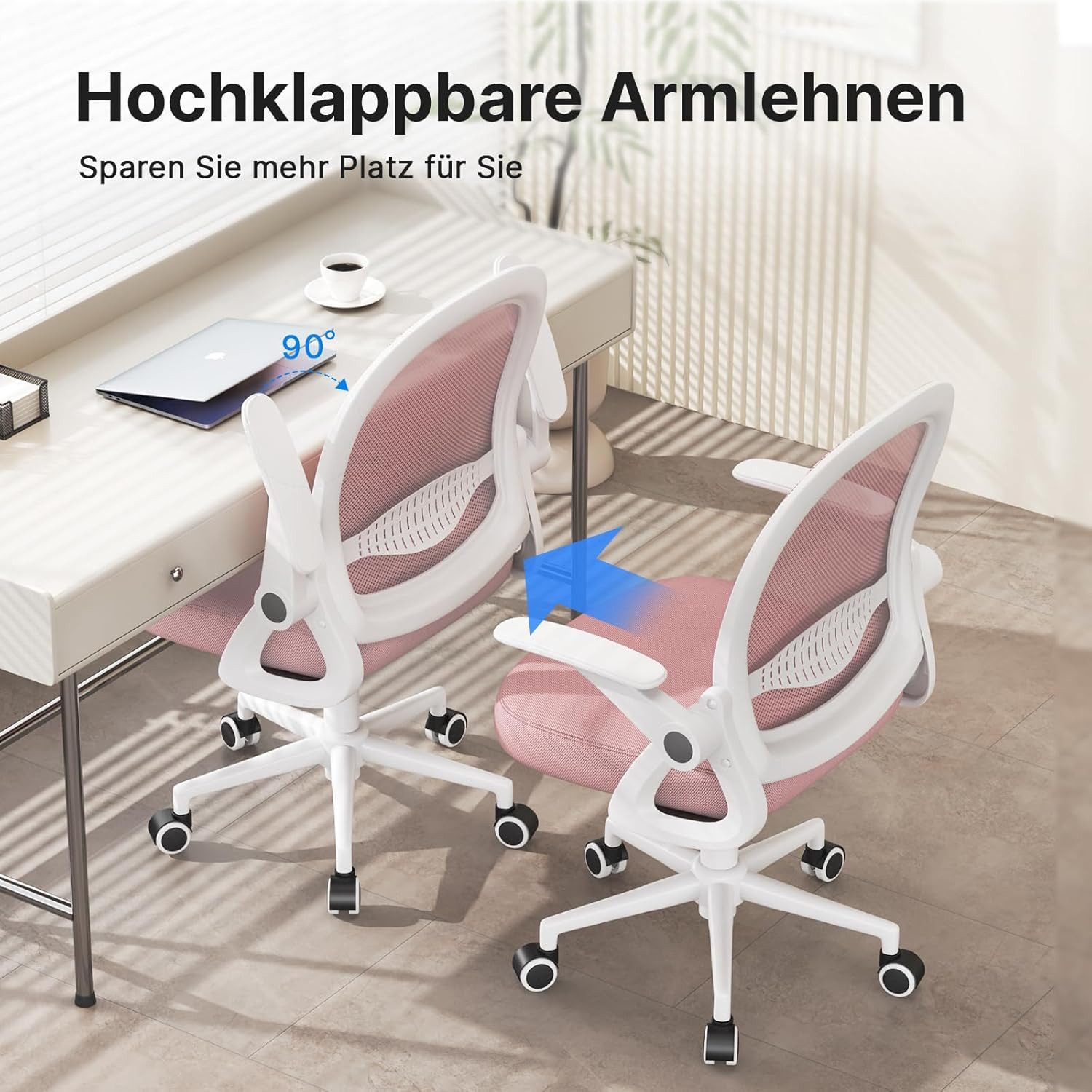 ZAISZE Bürostuhl Ergonomisch, Schreibtischstuhl mit Atmungsaktiver Rückenlehne (Chefsessel aus Mesh, Drehstuhl 360°, Verstellbarer Armlehnen, Höhenverstellbar), Einstellbarer für maximale Bewegungsfreiheit
