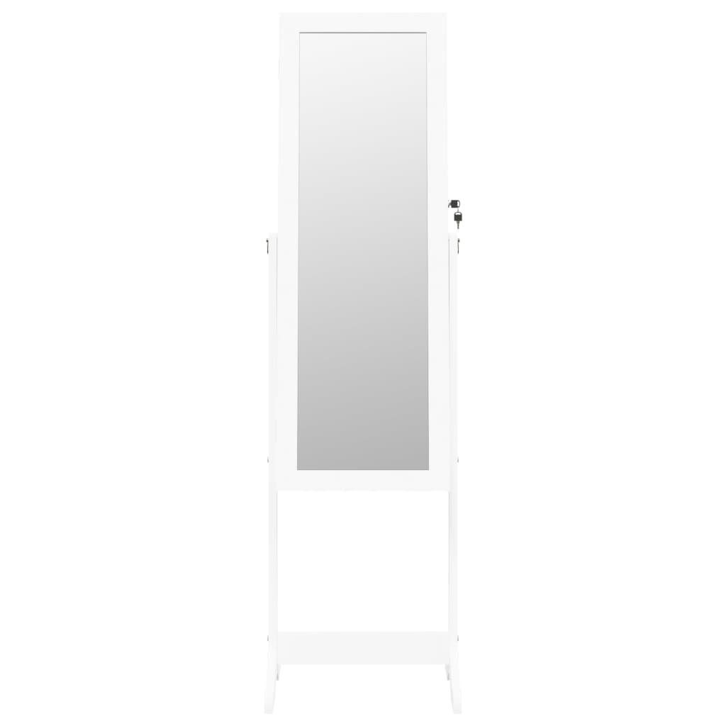 vidaXL Spiegel Schmuckschrank Weiß Spiegel (1-St) Weiß | mit Weiß & Freistehend LED-Beleuchtung