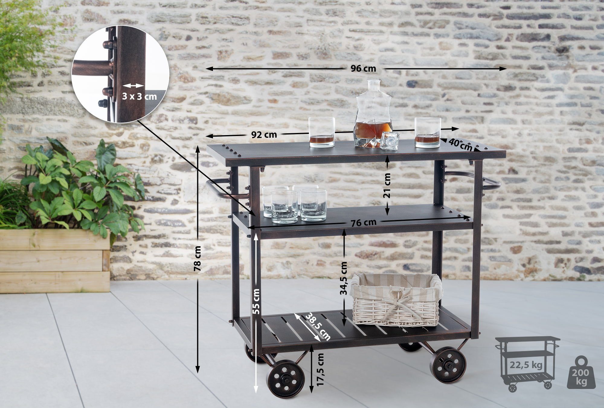 CLP Servierwagen Spring, Barwagen mit Rollen, günstig online kaufen