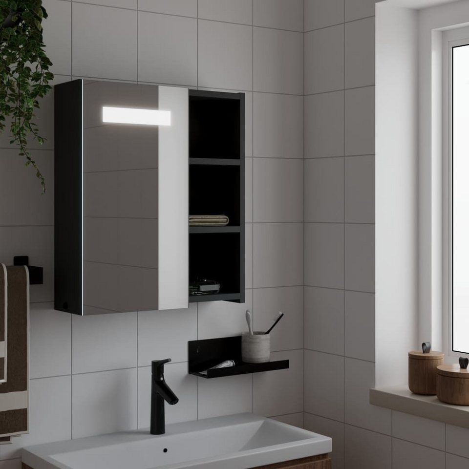 vidaXL Badezimmerspiegelschrank Spiegelschrank mit LED-Beleuchtung Schwarz  45x13x52 cm (1-St)