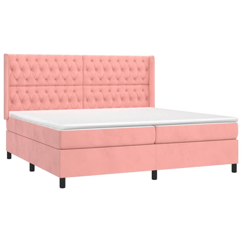 Bett Boxspringbett mit Matratze & LED Rosa 200x200 cm Samt