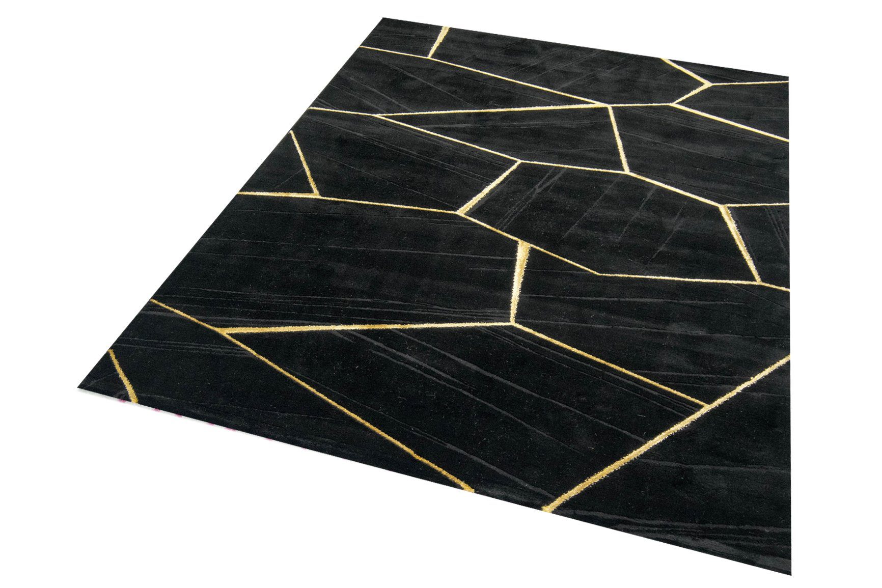Carpetia Teppich Teppich Wohnzimmer geometrisches Muster schwarz gold, rech günstig online kaufen