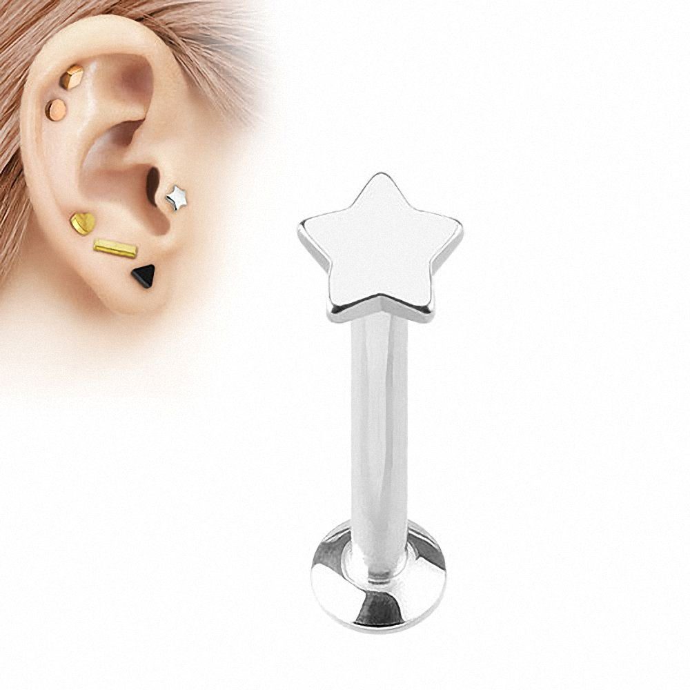 Taffstyle Piercing-Set Modernes Madonna Dreieck Viereck Kreis Stern Herz, Piercing Tragus Helix Ohr Cartilage Stab Labret Stecker Monroe Lippe – Bild 2 von 5