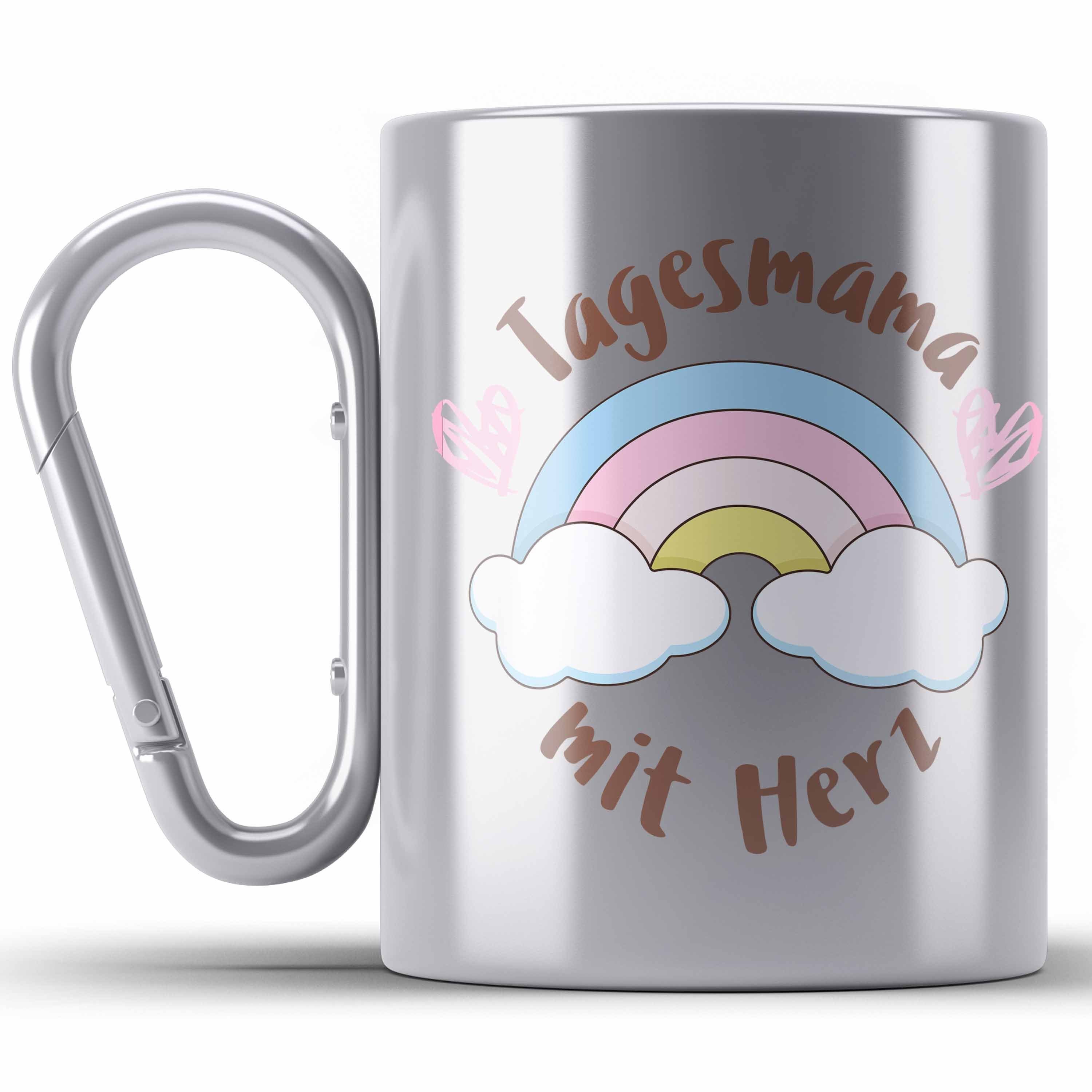 Trendation Thermotasse Tagesmama Geschenk Edelstahl Tasse Tagesmutter Aufpasserin Erzieherin Silber