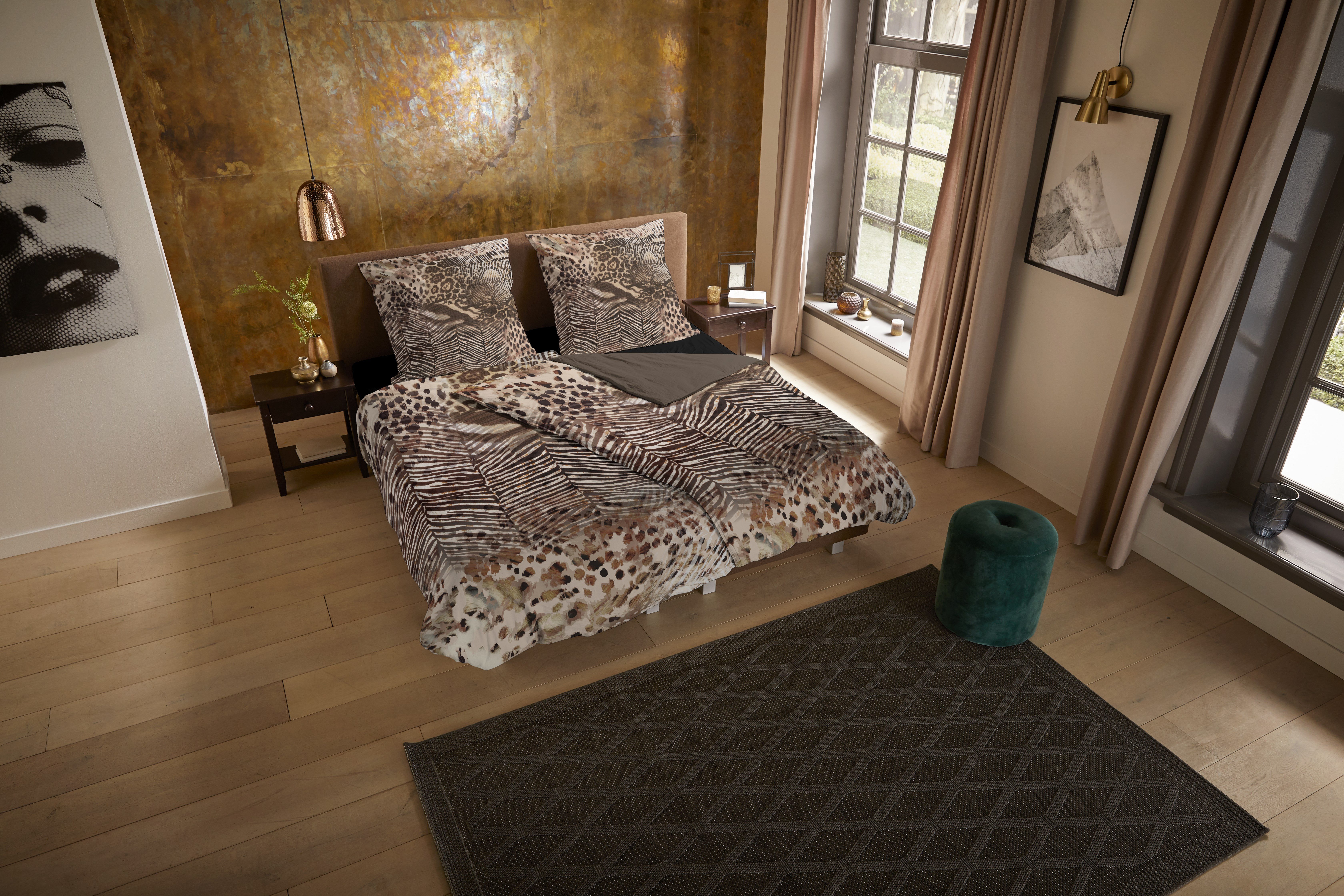 PURE luxury collection Wendebettwäsche Skins, Microfaser, 2 teilig, Mikrofaser, 135x200, 2 Teilig, Pflegeleicht, Wendeoptik, Leopard Braun – Bild 2 von 5