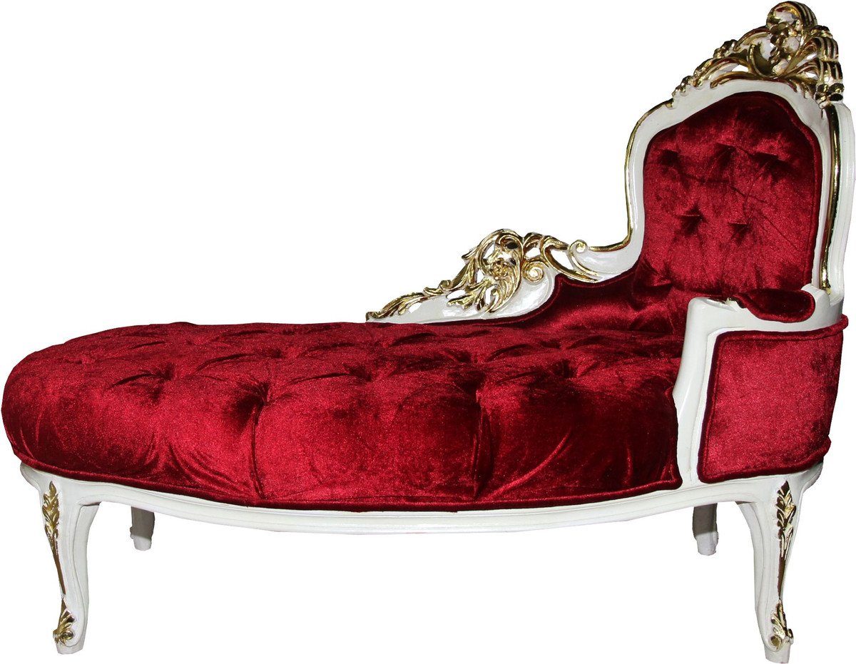 - - 125 Barock Möbel Padrino Barock Chaiselongue Damen Bordeaux/Creme/Gold Edition cm Casa Limited Chaiselongue B