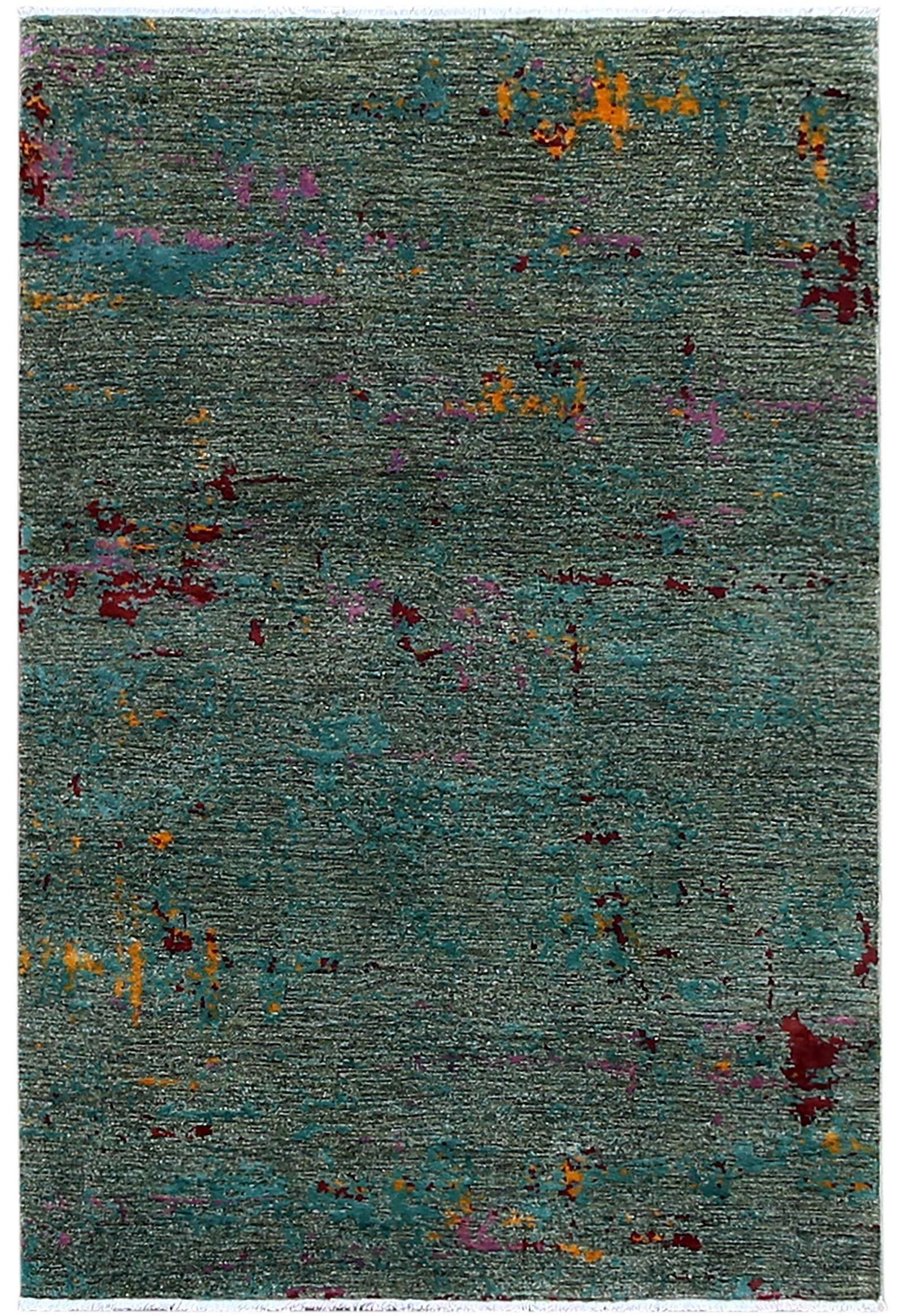 CABBEL Orientteppich 190x122 cm Mahli Fine Grün Schurwolle Handgeknüpft Modern Unikat, rechteckig, Höhe: 8 mm, 100% Schurwolle – weich, pflegeleicht, solide Knüpfdichte
