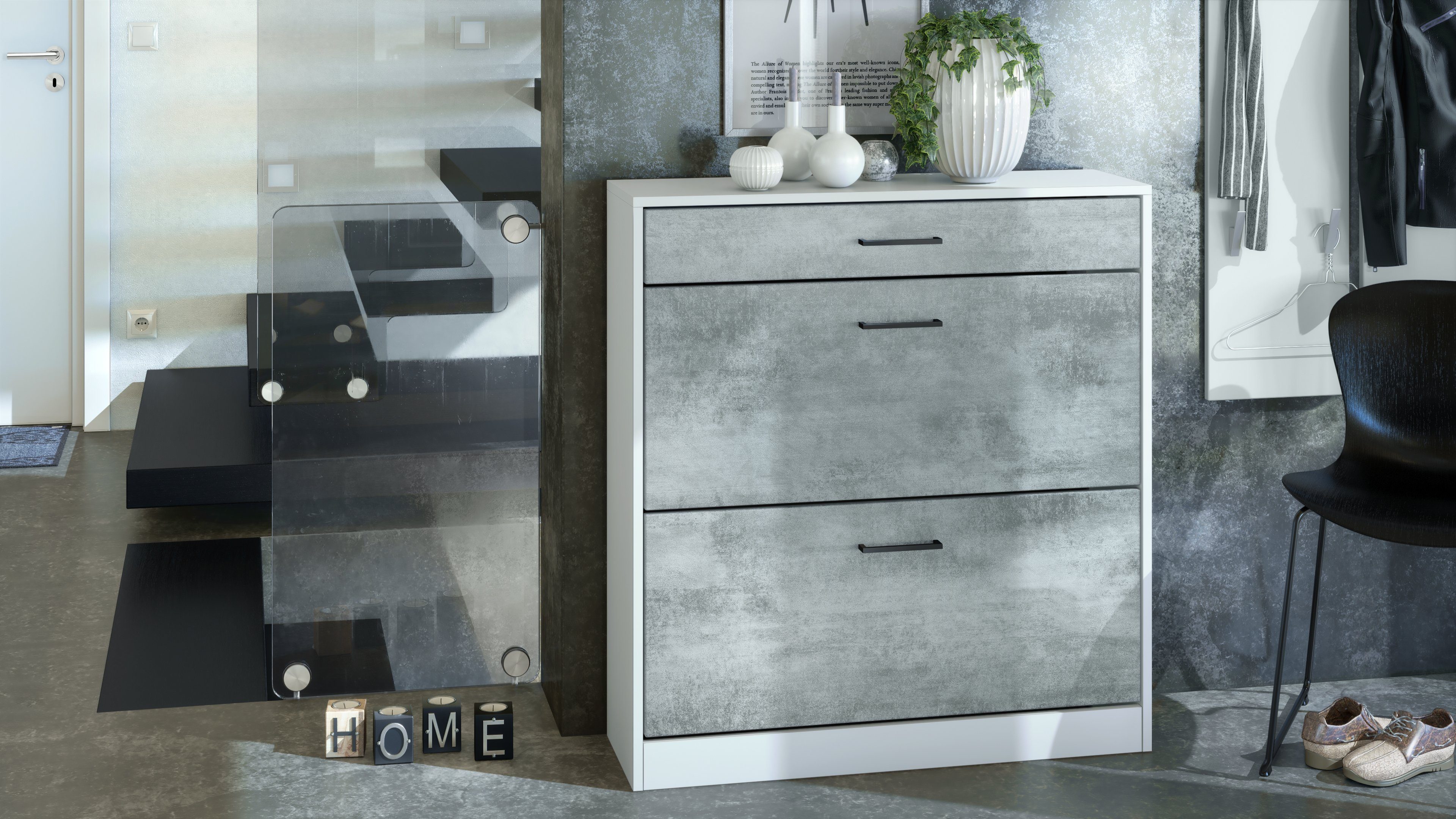 Vladon Schuhschrank Elvas (Schuhkipper, für 16 Paar Schuhe mit 2 Klappen un günstig online kaufen