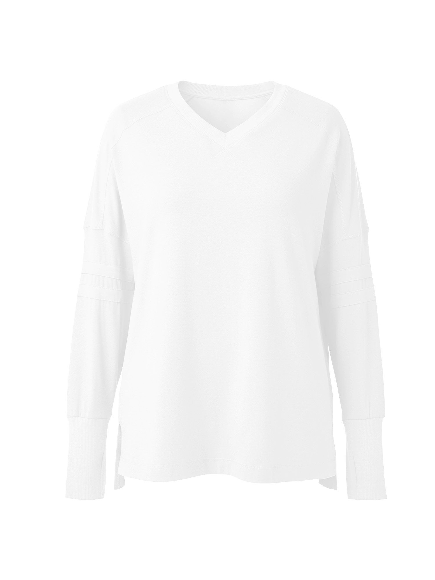 Langarmshirt Damen Oversize mit V-Ausschnitt Raglanärmeln und Daumenlöchern