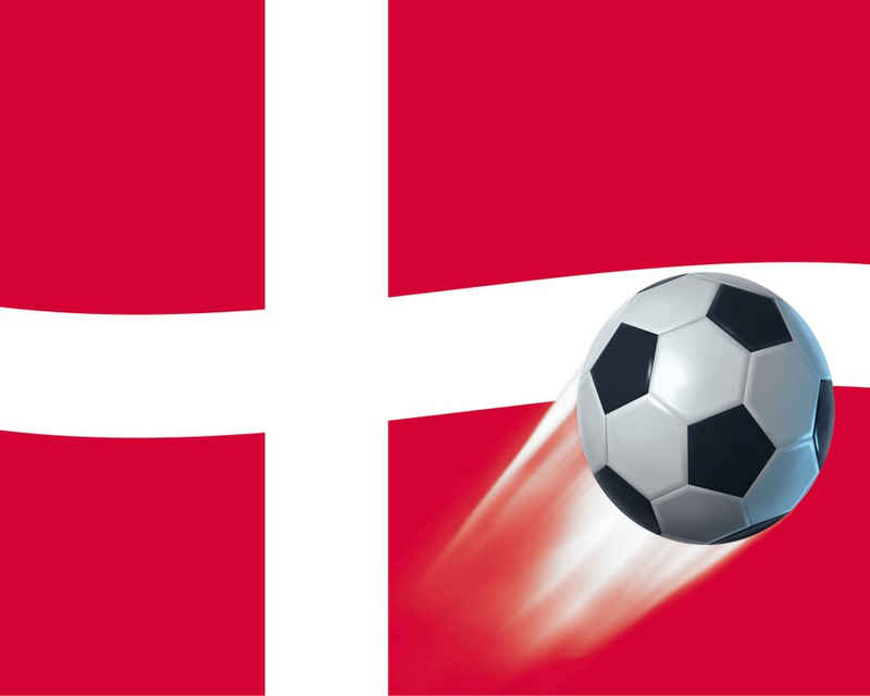 1art1 Kunstdruck Fußball - Dänemark Länder-Flagge