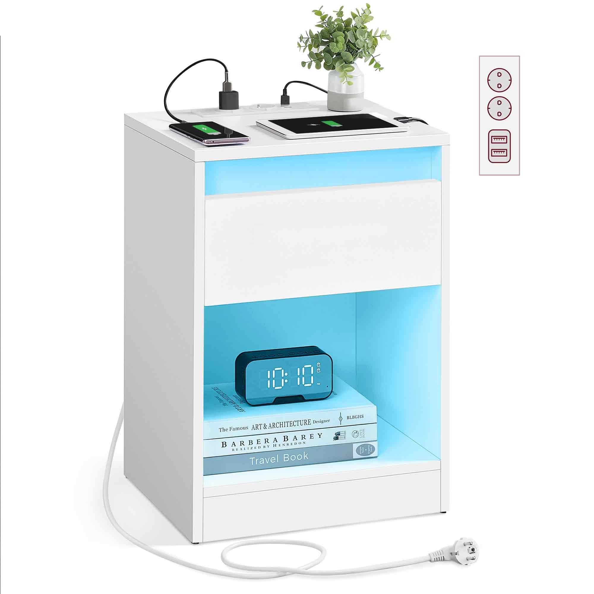 VASAGLE Nachttisch (1-St), mit einstellbarer LED-Beleuchtung, Beistelltisch günstig online kaufen