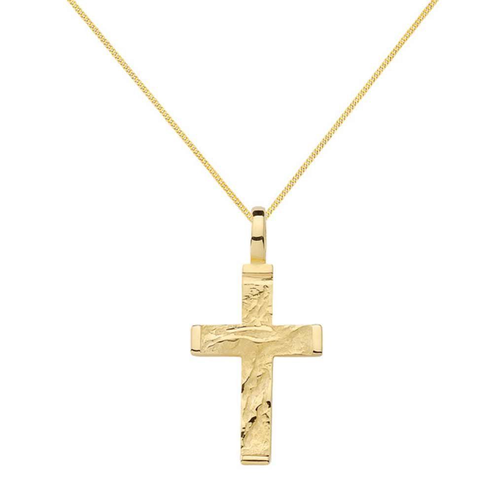 Kreuzanhänger Gold Anhänger Kreuz mit Goldkette massiv 333 - 8 Karat Gold 36 cm
