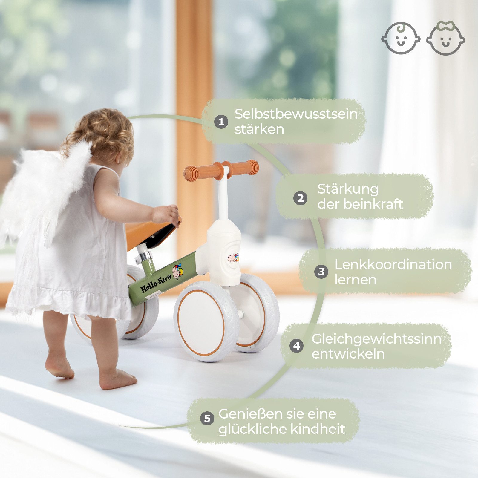 H.yeed Laufrad Kinder Laufrad ab 1 Jahr, Spielzeug für 12-36 Monate Baby, Baby Laufrad mit 4 Rädern, Geburtstag Geschenk