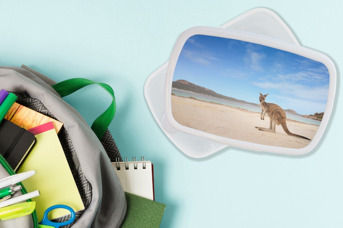 Strand Mädchen - weiß Jungs und Brotdose, Brotbox Känguru Australien, Kunststoff, MuchoWow (2-tlg), Erwachsene, Lunchbox und - für für Kinder