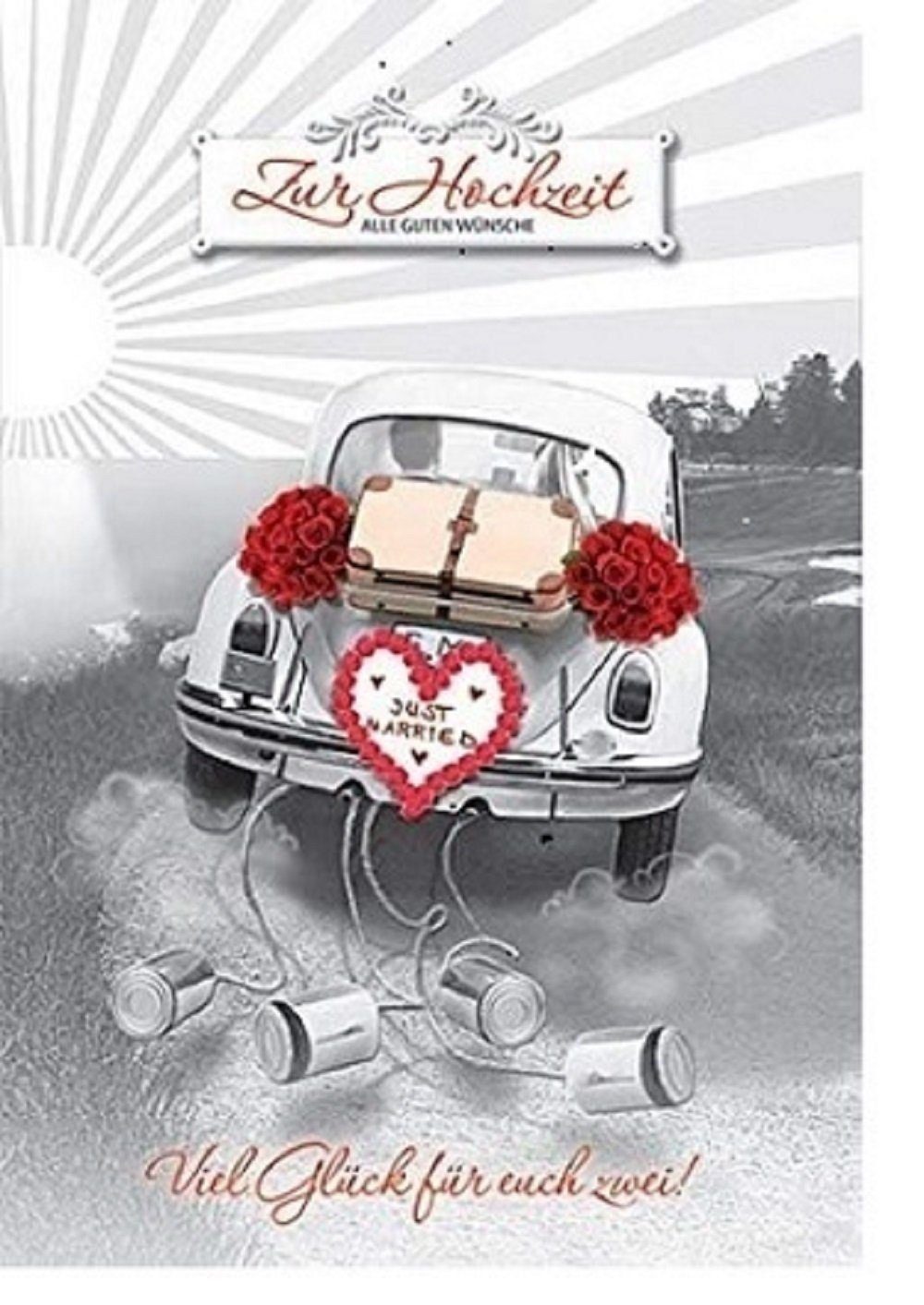 - Hochzeit Gruß- - Geburtstag Bunt : Hochzeit HOME FASHION Auto Weihnachtskarte Karte Glückwunschkarte -